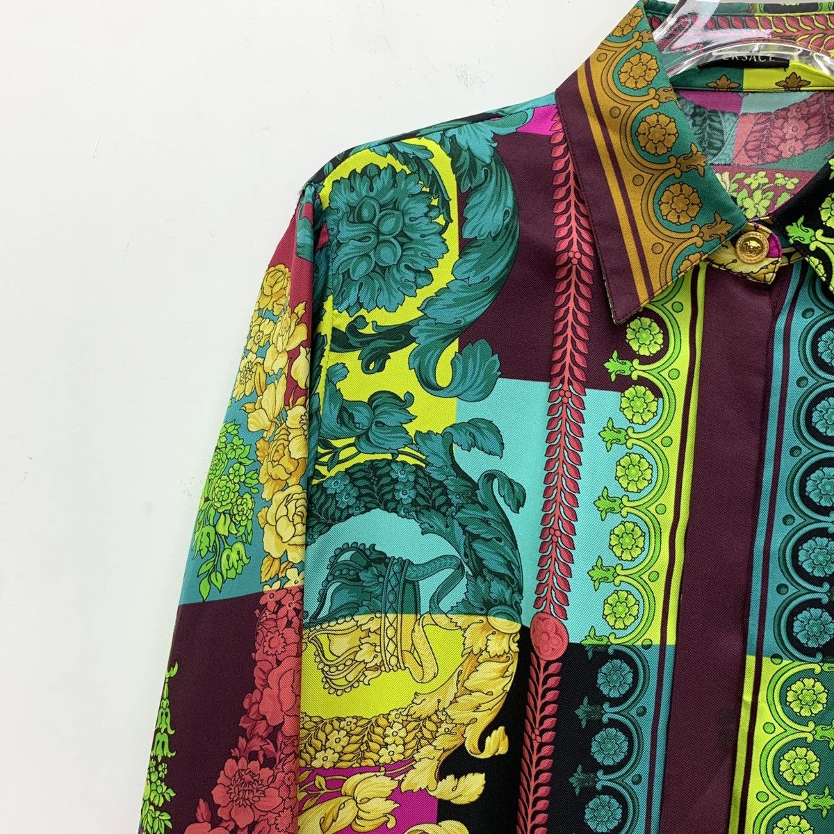 Versace Versace Multicolor Baroque Printed Mulberry Silk Shirt Size S / US 4 / IT 40 - 3 Thumbnail