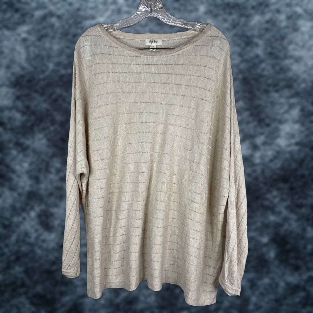 Vintage Style&Co Sweater Womens 1X Beige Linen Blend Dolman Sleeve Pullover Lightweight Knit Shirt Casual Modern 90s Size XL / US 12-14 / IT 48-50 - 1 Thumbnail