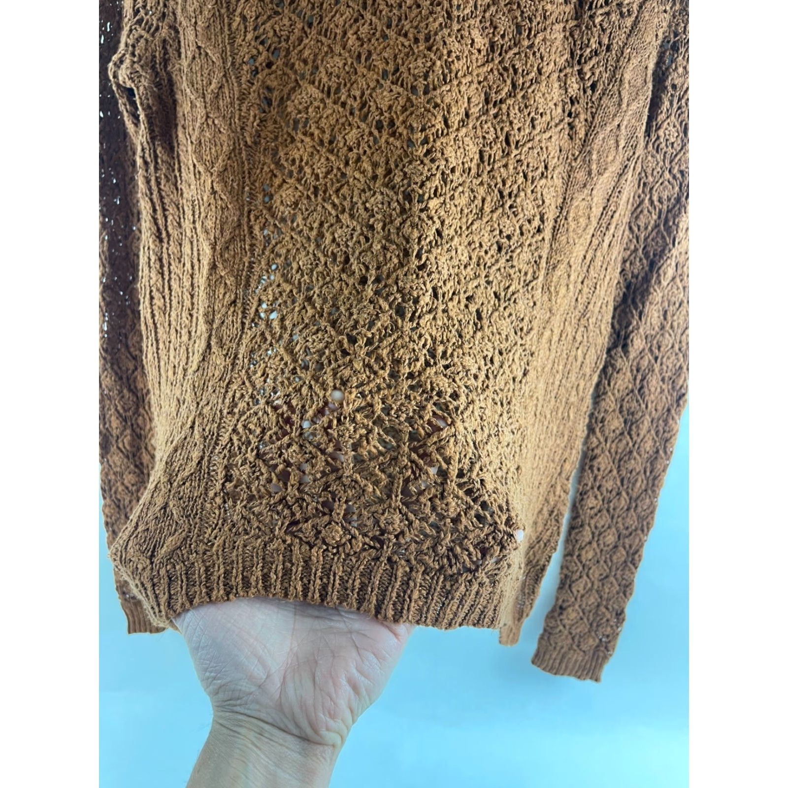Vintage Maurices Sweater Women's Size M Brown Loose Knit Pullover Crew Neck Semi Sheer Knit Shirt Size M / US 6-8 / IT 42-44 - 5 Thumbnail