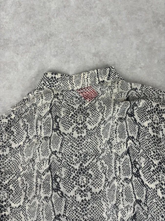 Versace Versace Jeans Grey Python Print Silk Shirt Size US L / EU 52-54 / 3 - 6 Thumbnail