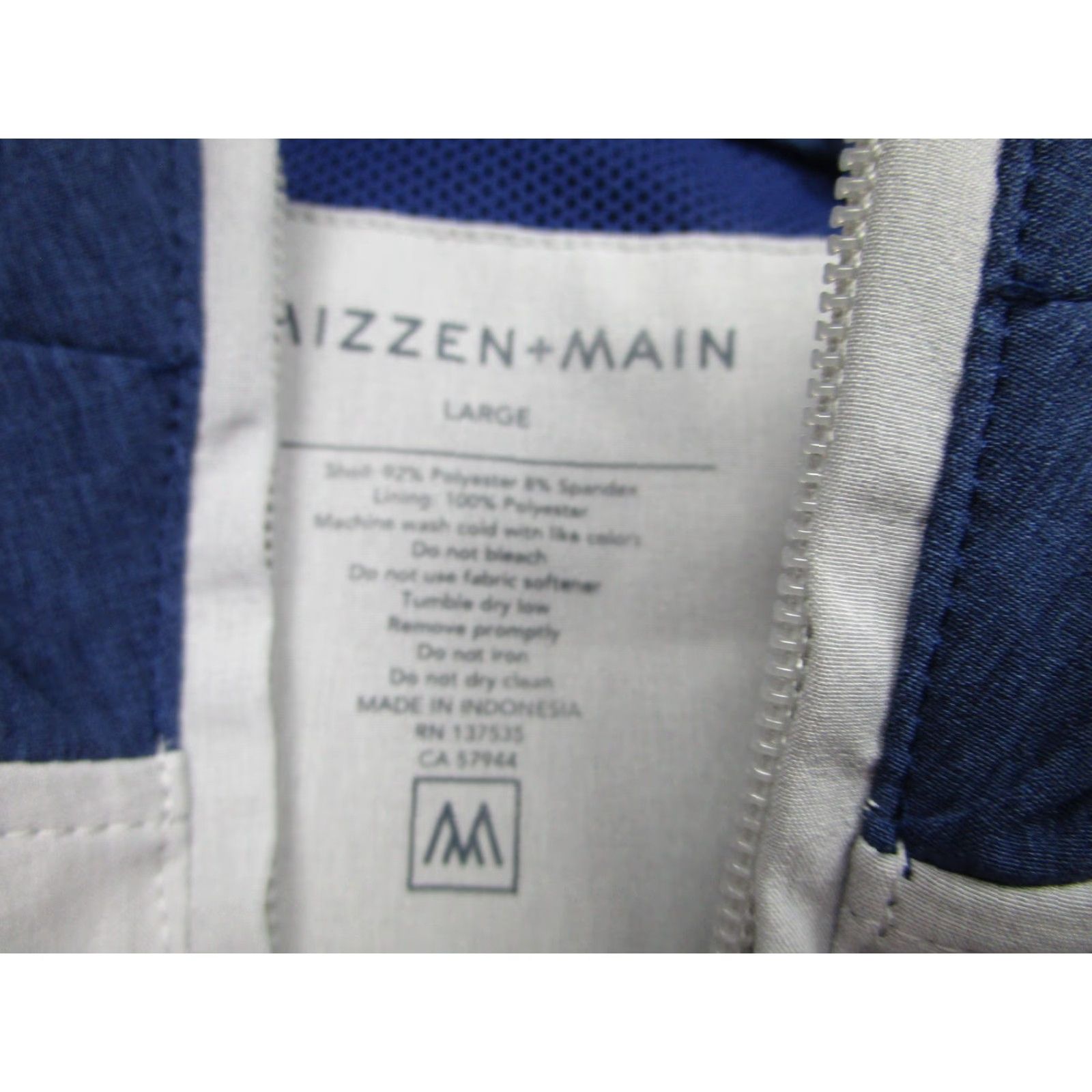 Mizzen+Main Mizzen+Main Hooded Jacket Mens Large Gray Blue Full Zip Lightweight Stretch Windbreaker Regular L Polyester Softshell Logo Zip Casual Travel Size US L / EU 52-54 / 3 - 7 Thumbnail