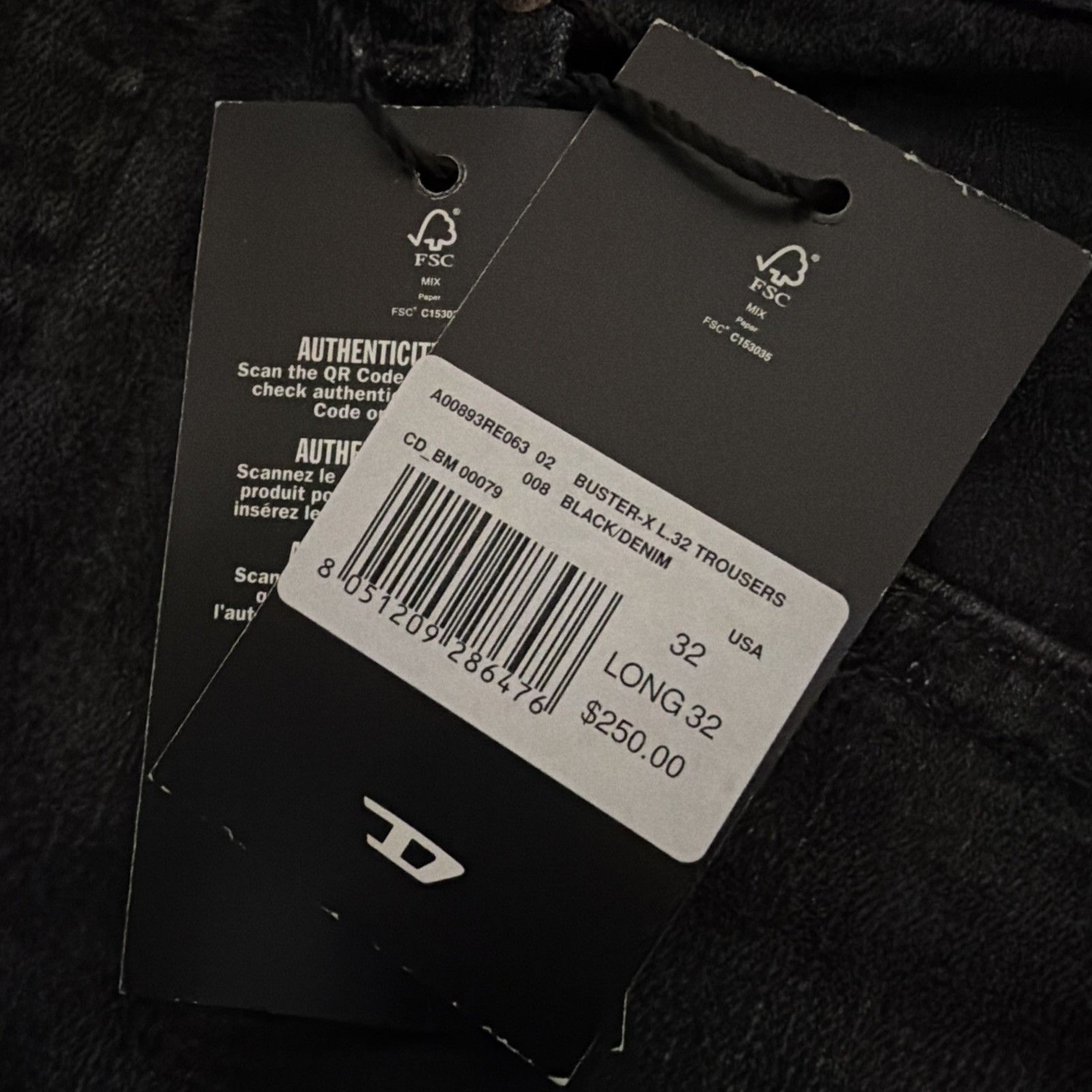 Diesel Diesel Mens Buster Tapered Jeans RE063 Black $250 Size 32/32 Size US 32 / EU 48 - 7 Thumbnail
