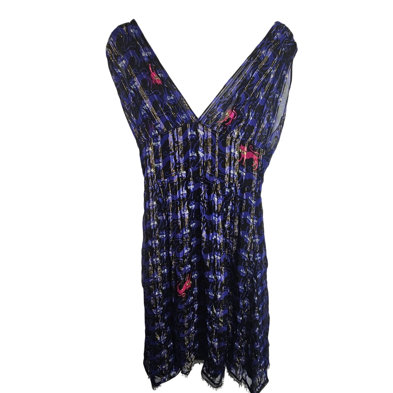 Zilli Petro Zillia Silk Babydoll Dress Cat Print Witchy Whimsigoth Size M / US 6-8 / IT 42-44 - 11 Thumbnail