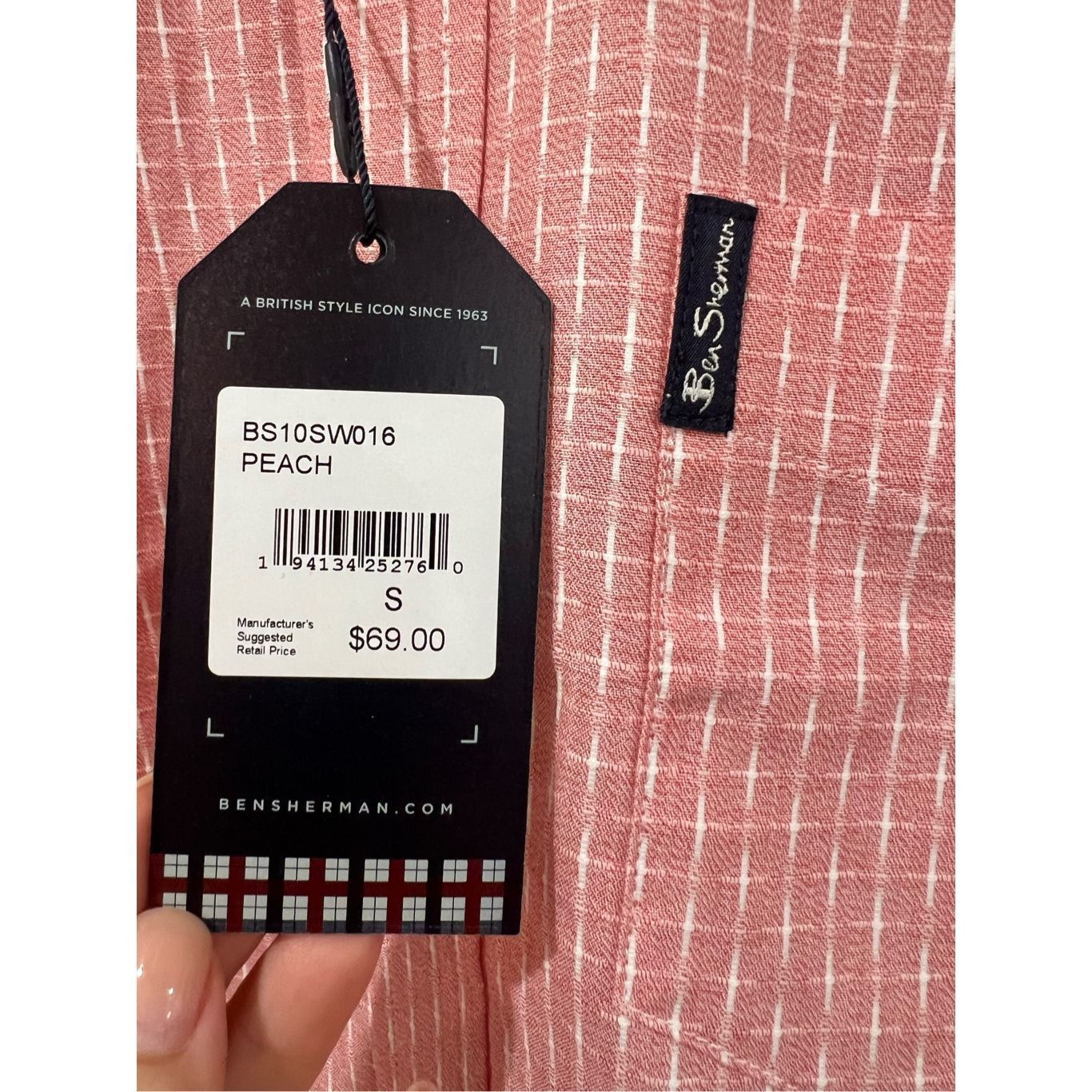 Ben Sherman Ben Sherman NWT Men's Casual Button Shirt Coral Salmon Peach Size US S / EU 44-46 / 1 - 3 Thumbnail