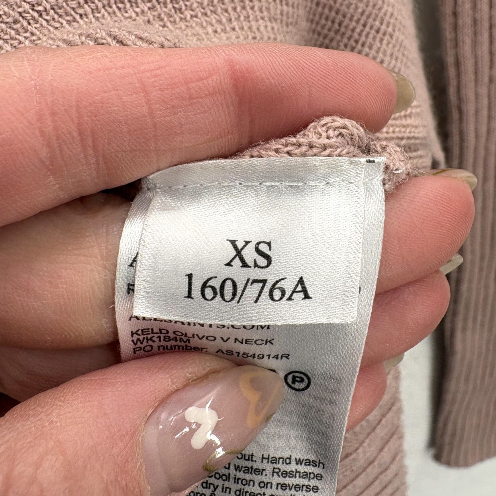 Allsaints AllSaints Sweater Womens XS Pink Keld Olivo V-Neck Knit Wool Alpaca Italy pullover tight-knit Size XS / US 0-2 / IT 36-38 - 5 Thumbnail