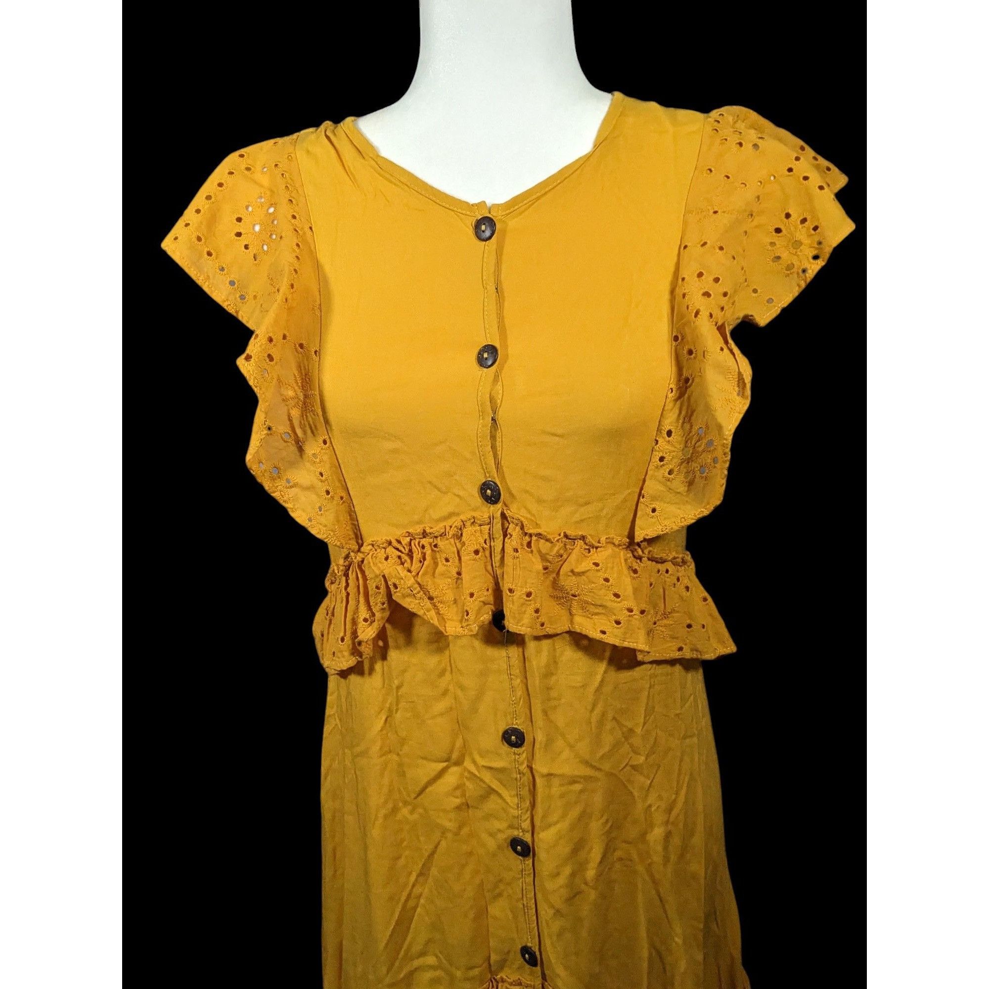 Other Vintage Mustard The Cove Atlantis Ruffle Maxi Dress Size Sma Size S / US 4 / IT 40 - 3 Thumbnail