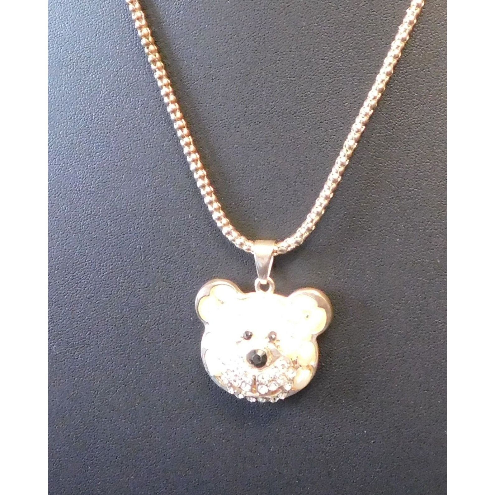 Other Fantasy Glam Faux Pearl And Rhinestone Embellished Bear Neck Size ONE SIZE - 2 Thumbnail
