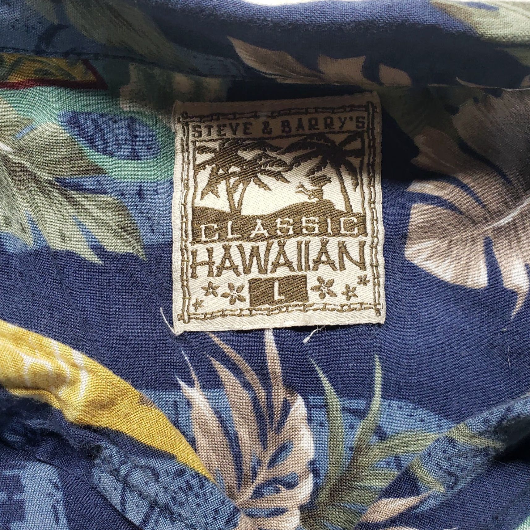 Vintage VINTAGE Steve & Barry's Hawaiian Shirt Blue Floral Beach Aloha Palms Adult Men's L Large Shirt Mens Blue Floral Hawaiian Theme 90s Size US L / EU 52-54 / 3 - 3 Thumbnail