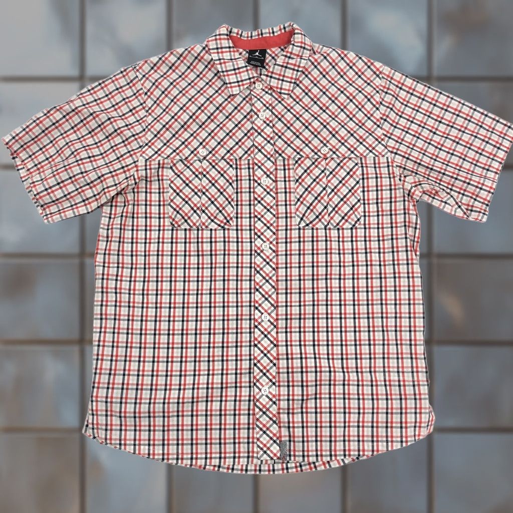Jordan Brand Jordan Men's XL Plaid Button-Down Shirt Short Sleeve Red Black White Beige Casual Size US XL / EU 56 / 4 - 1 Thumbnail