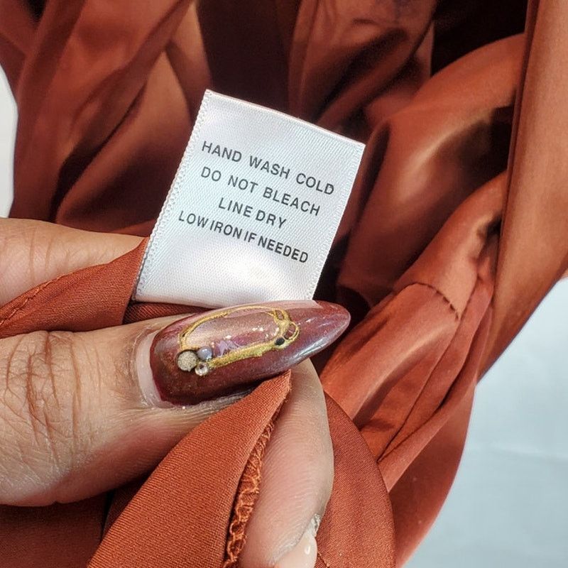 Other Hers & Mine Rust Satin Button Long Sleeve Shirt Dress Size S Size S / US 4 / IT 40 - 7 Thumbnail