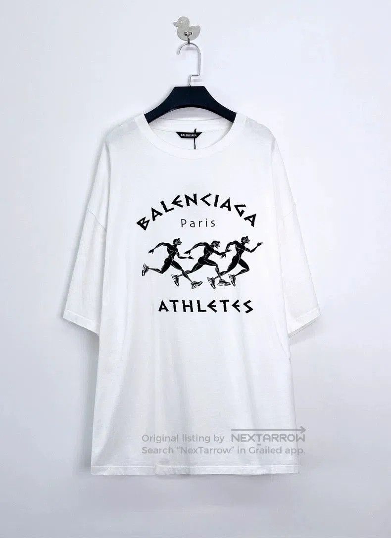 Balenciaga Balenciaga White Marathon Logo Short Sleeve Tee. Size US L / EU 52-54 / 3 - 1 Thumbnail