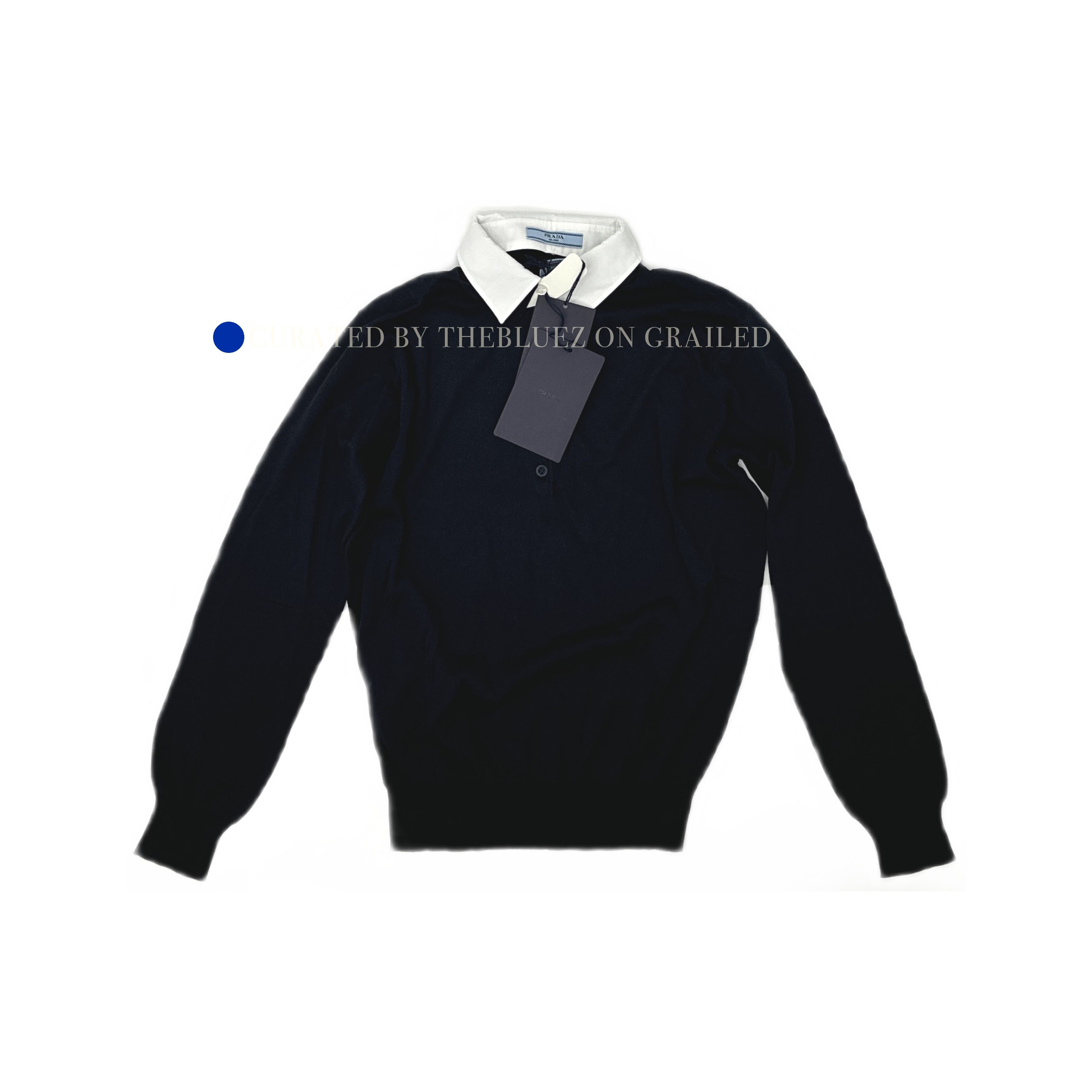Prada Classic Black Long Sleeve Knit Polo Size US S / EU 44-46 / 1 - 1 Thumbnail