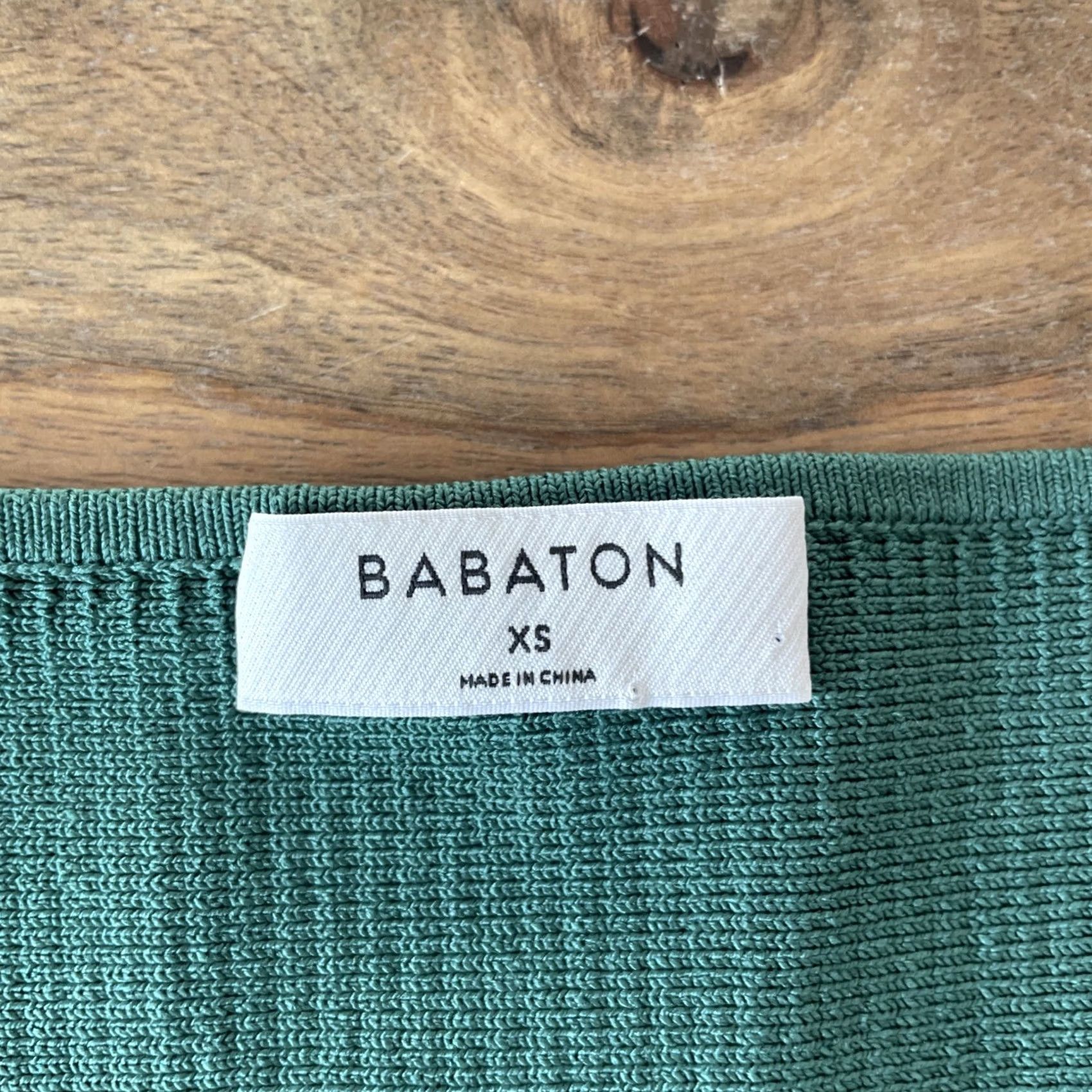 Vintage Babaton Crop Top Green XS Squareneck Ribbed Cap Sleeve Knit Adelaide Sculpt Knit Top Size XS / US 0-2 / IT 36-38 - 3 Thumbnail
