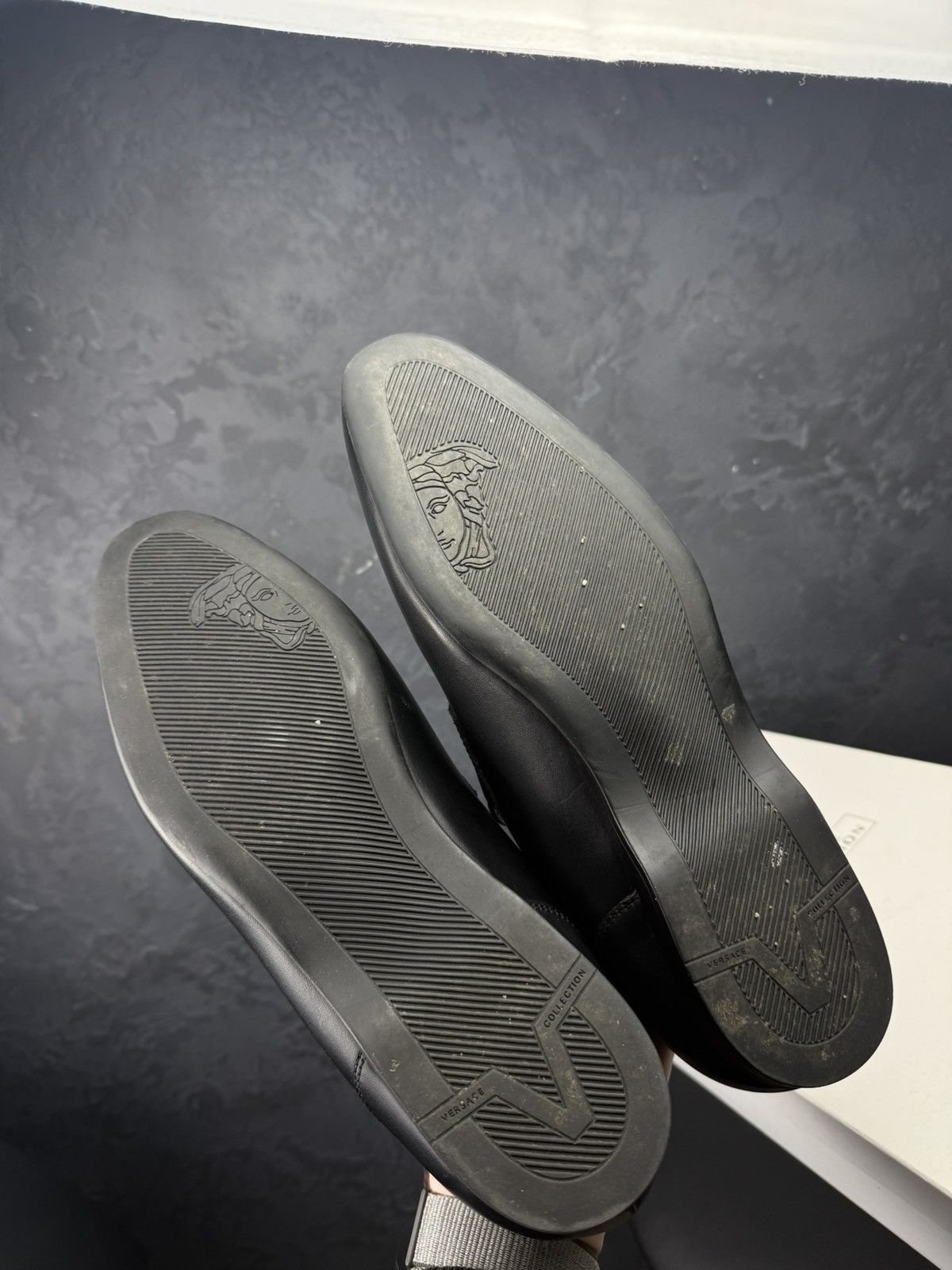Versace Versace Collection Men's Black Leather Loafers Slip Size US 10.5 / EU 43-44 - 5 Thumbnail