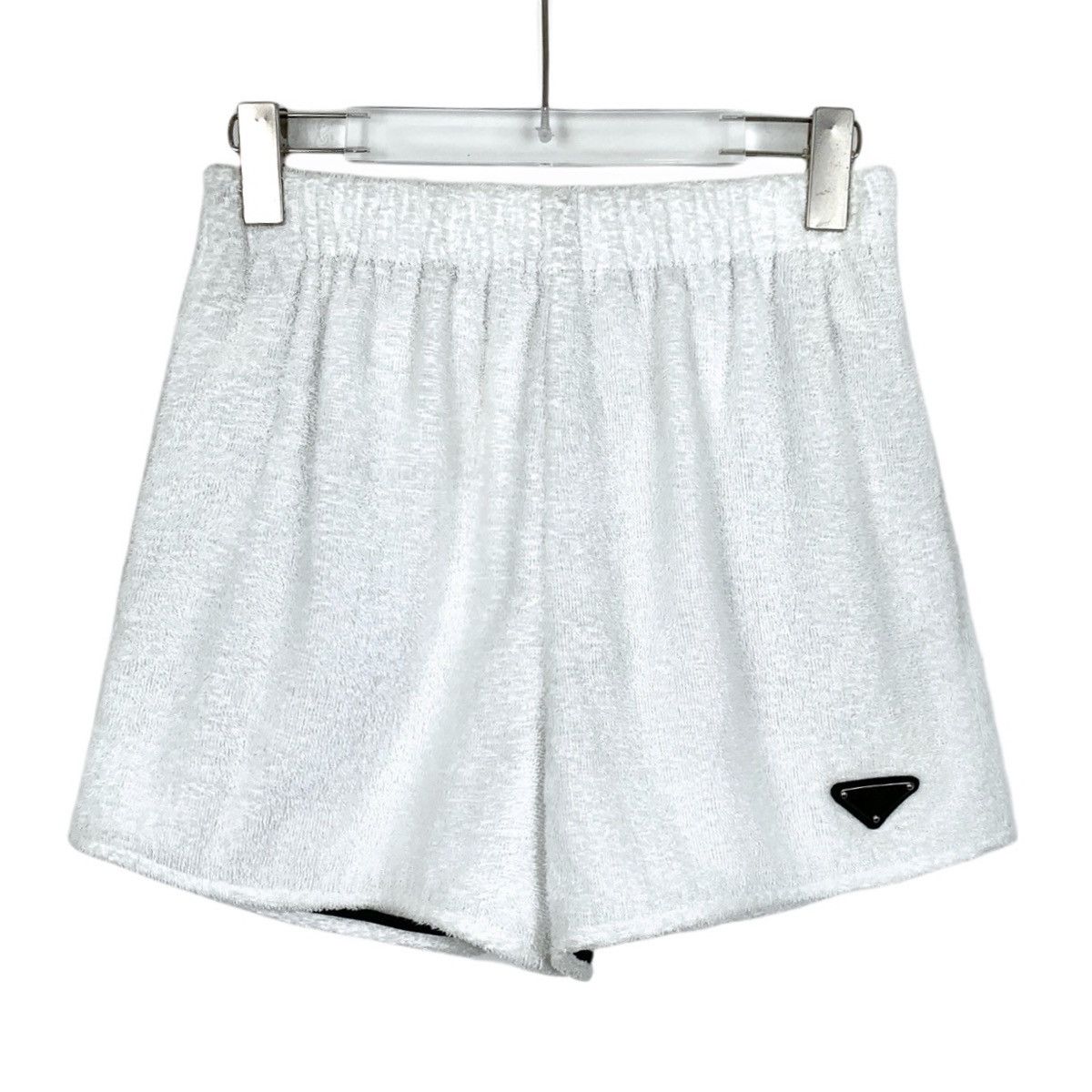 Prada Prada White Triangle Logo Cotton Terry Casual Shorts K26WX Size 27" / US 4 / IT 40 - 1 Thumbnail