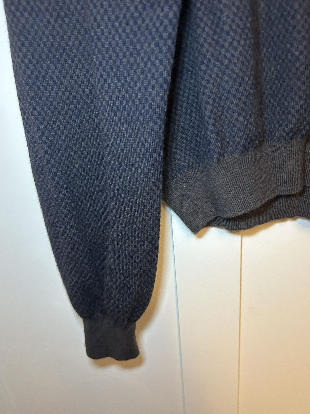 Toscano Vintage Toscano 100% merino wool check v-neck sweater Size US XL / EU 56 / 4 - 6 Thumbnail