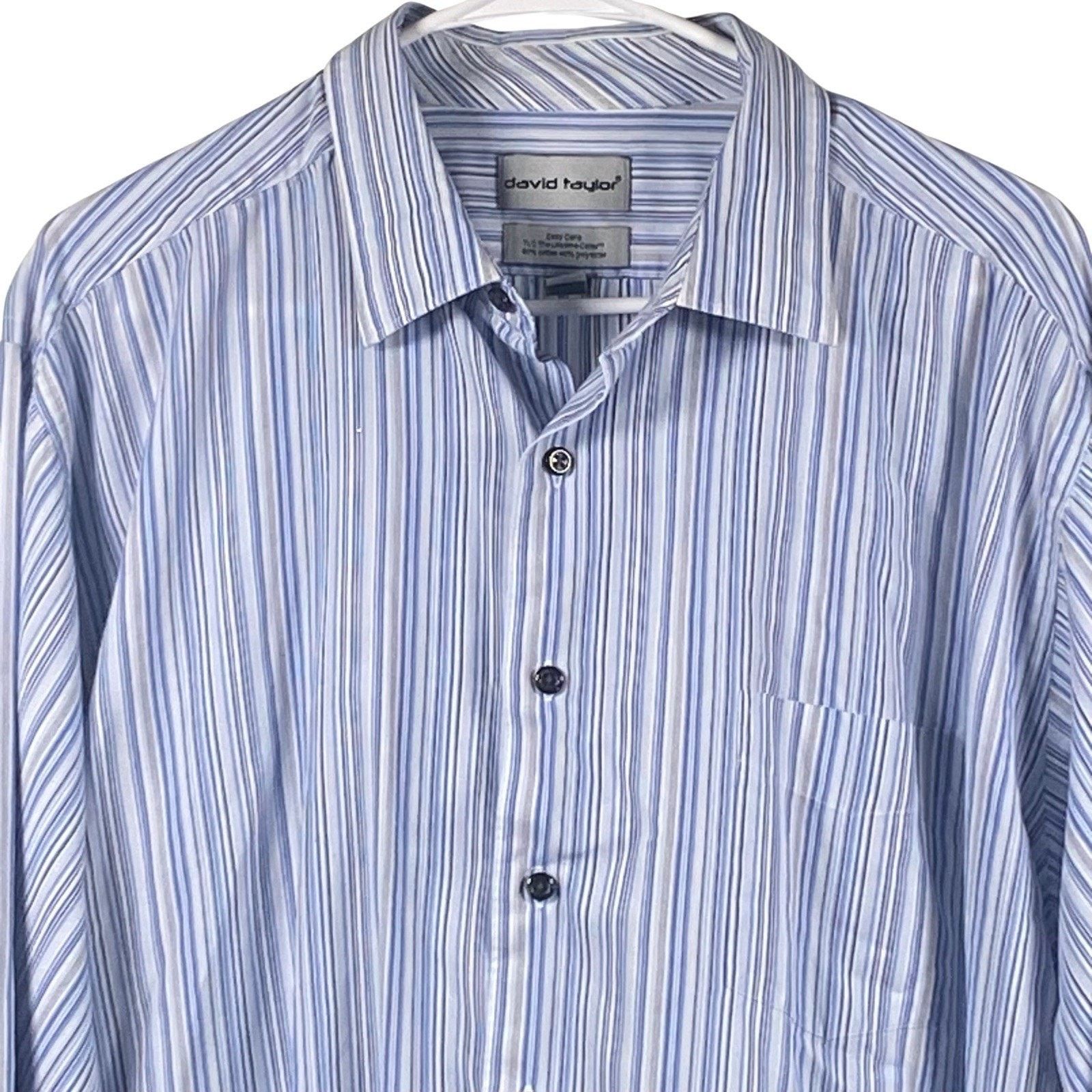 David Taylor Vintage David Taylor Men’s XL Blue Striped Shirt Button Down Size US XL / EU 56 / 4 - 1 Thumbnail
