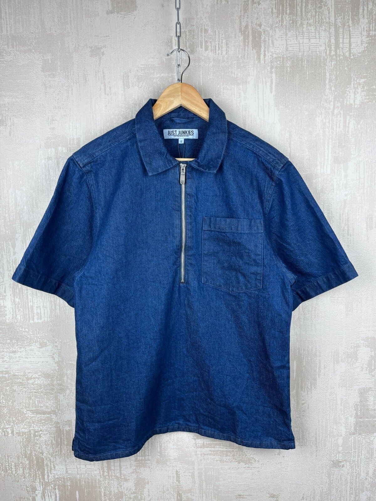 Other Just Junkies Reggie Half Zip Indigo Denim Short Sleeve Shirt Size US S / EU 44-46 / 1 - 3 Thumbnail