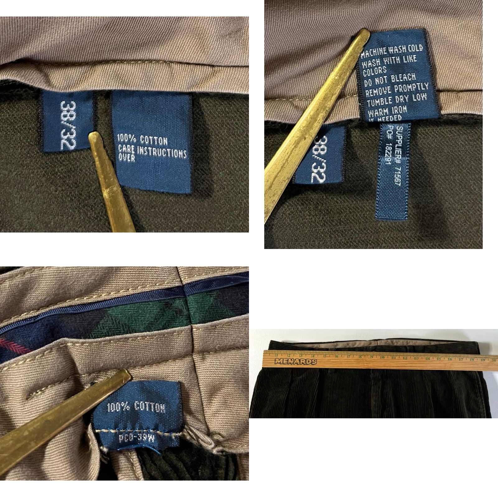 Polo Ralph Lauren Polo Ralph Lauren Men's Corduroy Ethan Pant Vintage Pleated Straight Leg 38x31 Green Chino Casual 100% Cotton Relaxed" Size US M / EU 48-50 / 2 - 8 Thumbnail