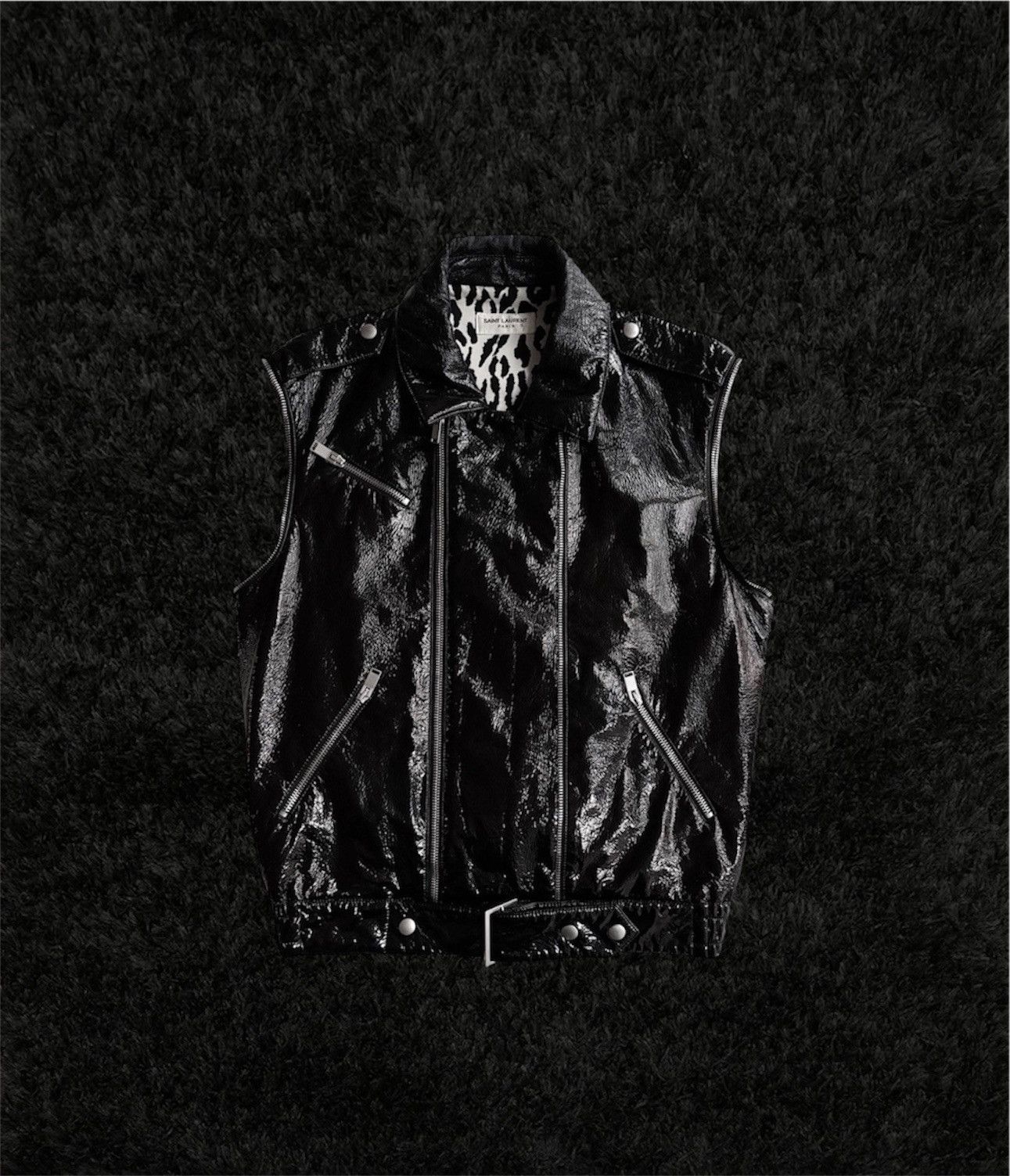Hedi Slimane FW15 Saint Laurent RUNWAY convertable patent leather jacket Size US S / EU 44-46 / 1 - 4 Thumbnail