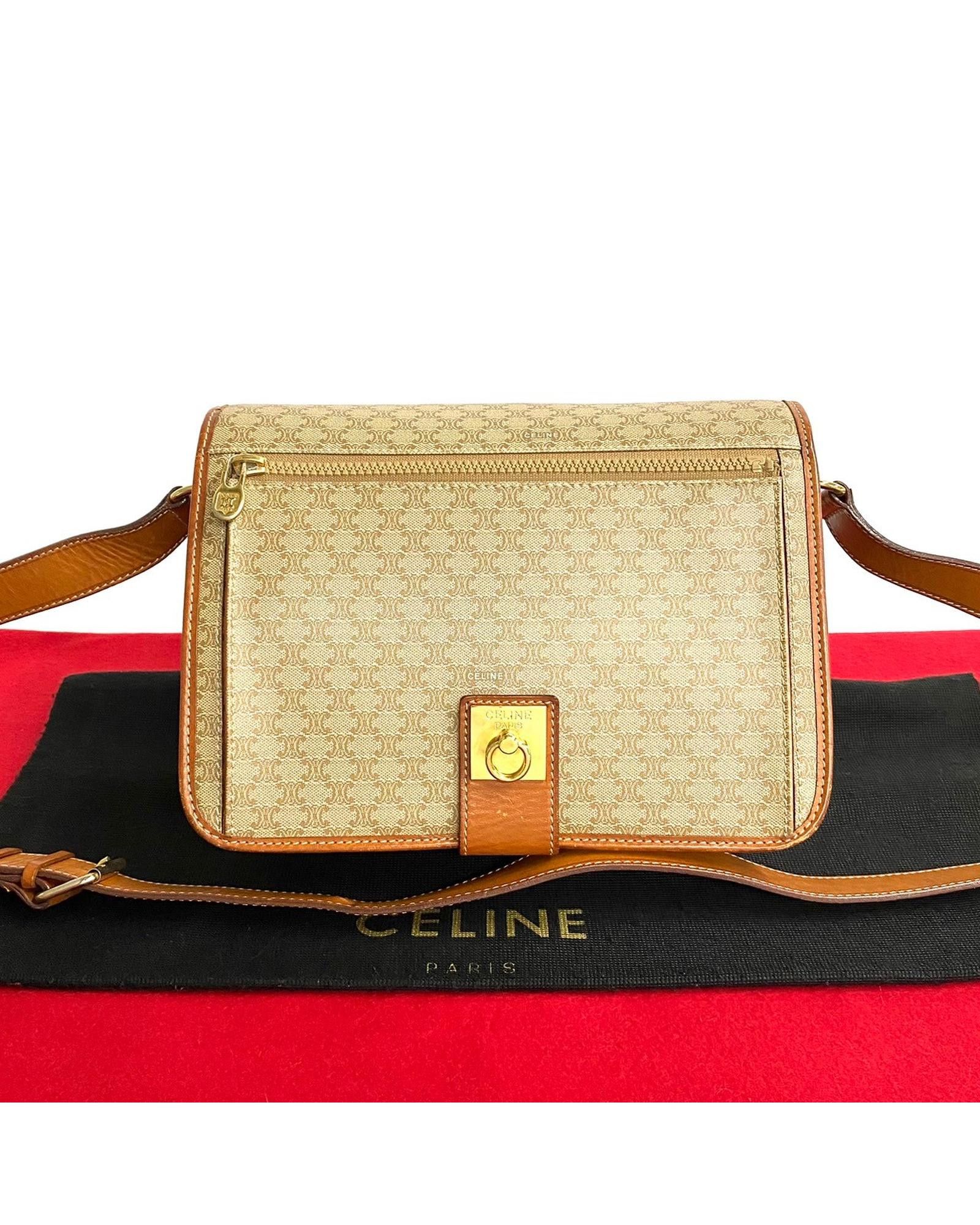 image of Vintage Celine Crossbody Bag In Iconic Macadam Print in Brown, Women's