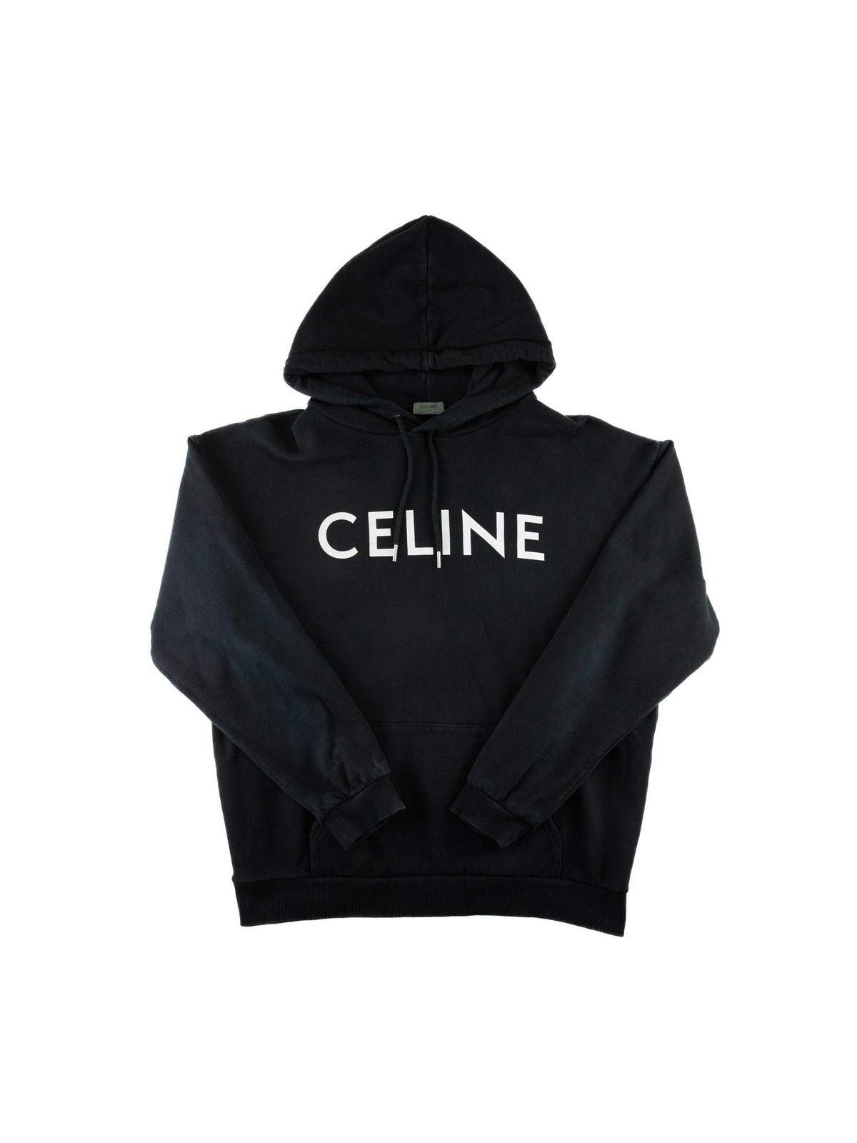 Celine Mens Logo Black Hoodie Large Black