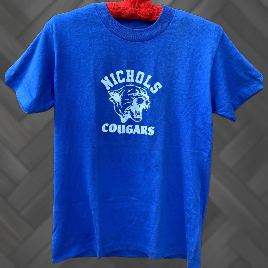 Vintage VINTAGE Oneita Nichols Cougars T-Shirt Graphic Print Blue 50/50 Male Adult M Short Sleeve Crew Neck 1980s 1990s Animals School Mens Size US M / EU 48-50 / 2 - 1 Thumbnail
