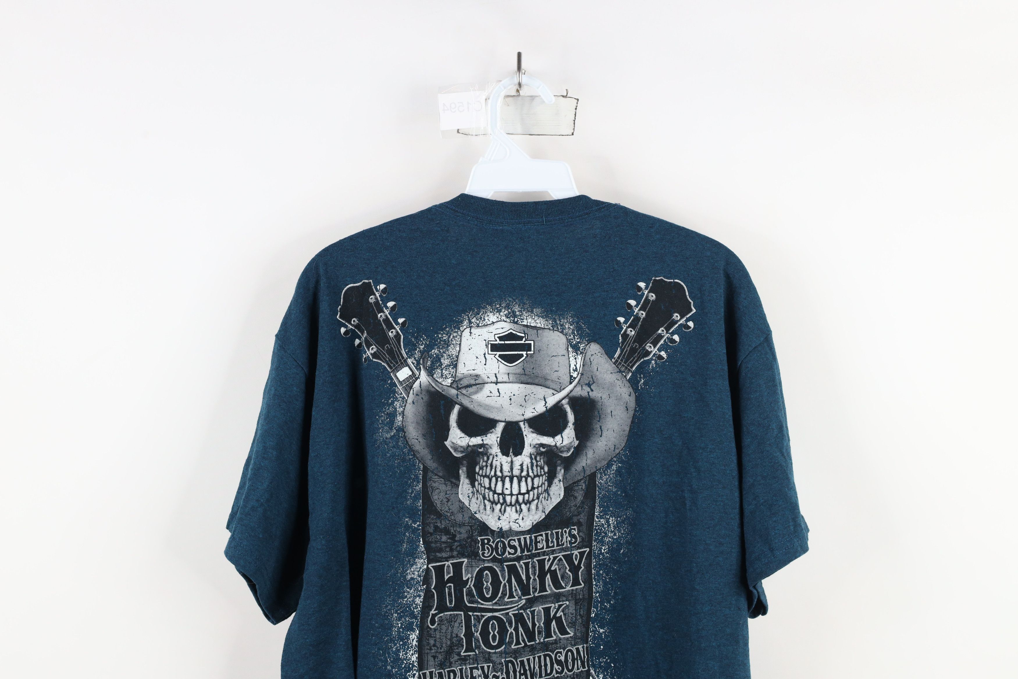 Harley Davidson × Vintage Vintage Y2K Harley Davidson Guitar Fire Flames T-Shirt Blue Size US L / EU 52-54 / 3 - 11 Thumbnail