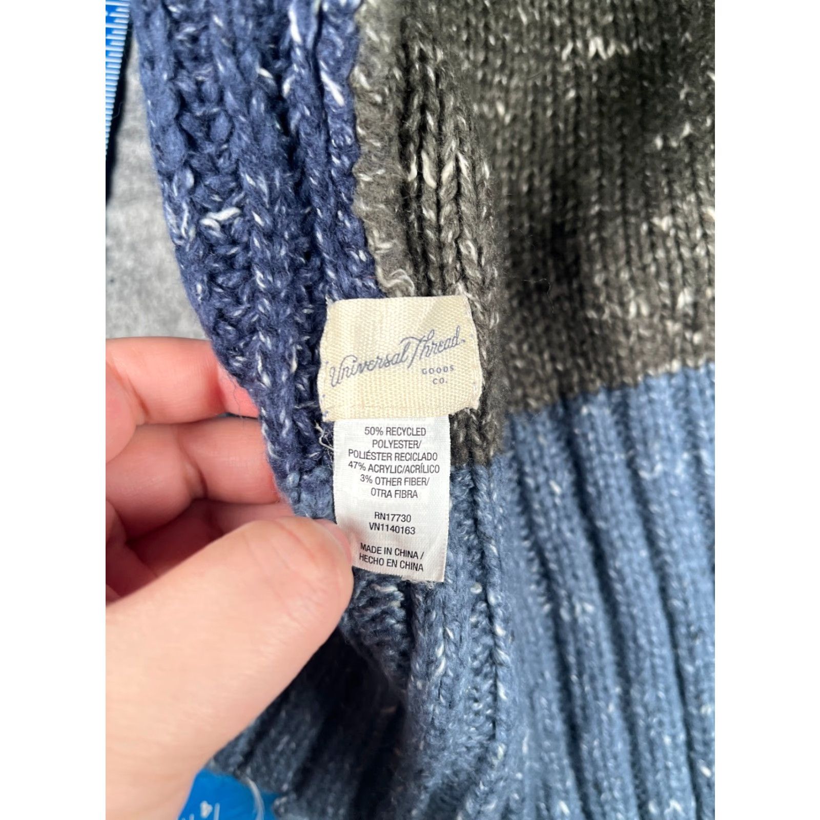 Vintage Universal Thread Beanie Women One Size Blue Gray Polyester Blend Toque Ski Size ONE SIZE - 7 Thumbnail