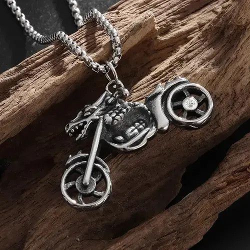Jewelry Gothic Motorcycle Dragon Necklace Size ONE SIZE - 3 Thumbnail