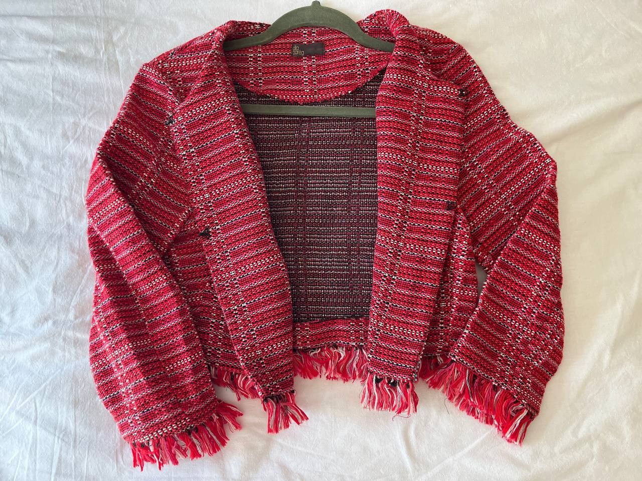 Other × Vintage Olla Pareg red knitted jacket with braid, coins and beads Size M / US 6-8 / IT 42-44 - 3 Thumbnail