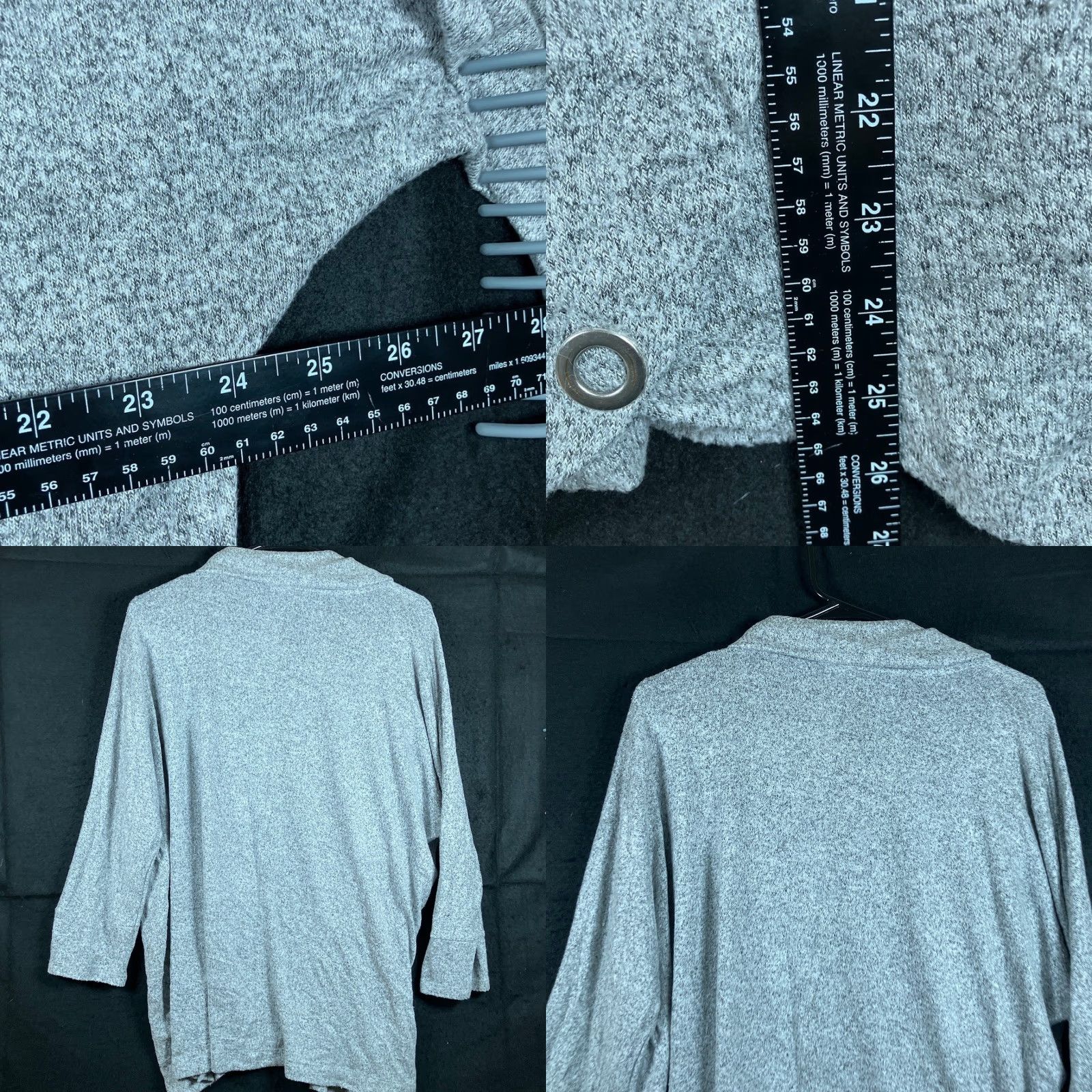 Vintage 89th & Madison Womens Sweater Gray Cowl Neck Knit Stretch L Woolless? (Note: Unable to confirm material blend) Size L / US 10 / IT 46 - 8 Thumbnail