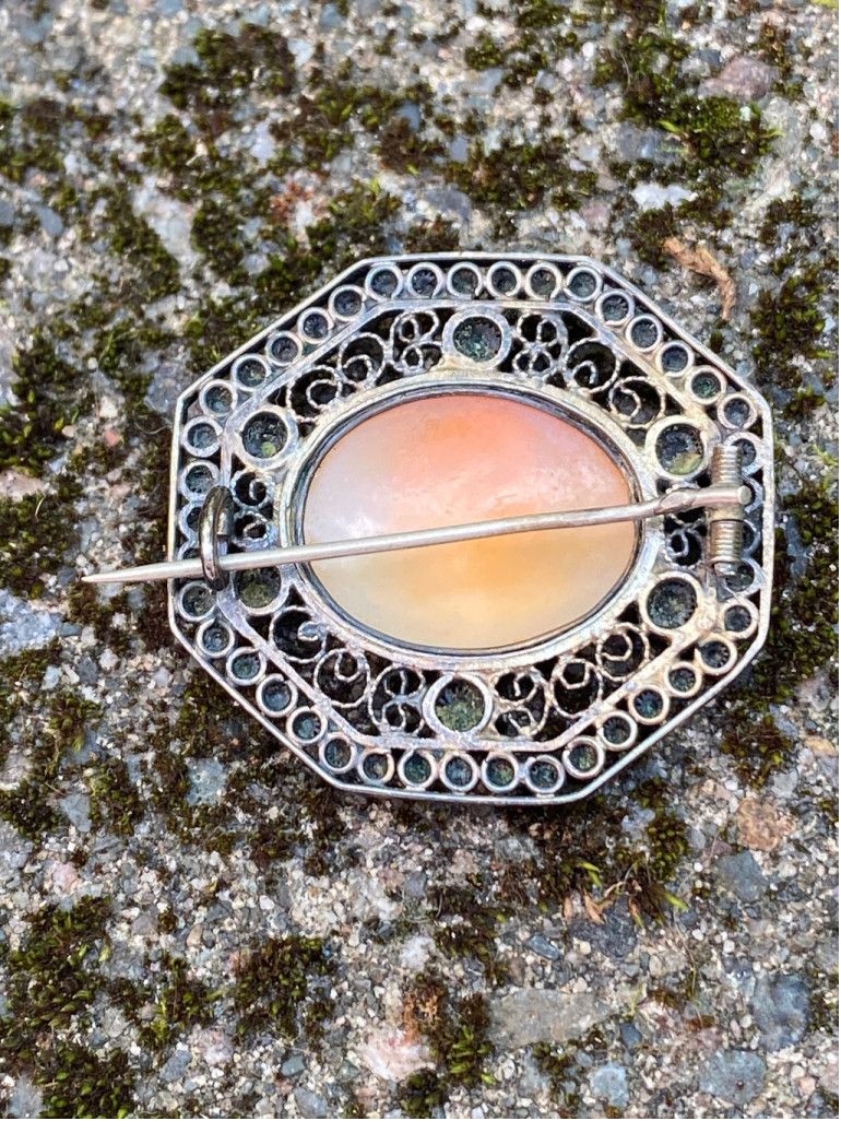 Vintage Antique 800 Silver Carved Shell Cameo Brooch Size ONE SIZE - 5 Thumbnail