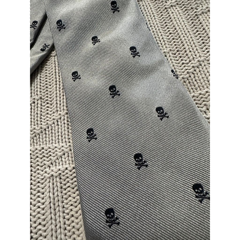 Express Express gray skull print tie Size ONE SIZE - 2 Thumbnail