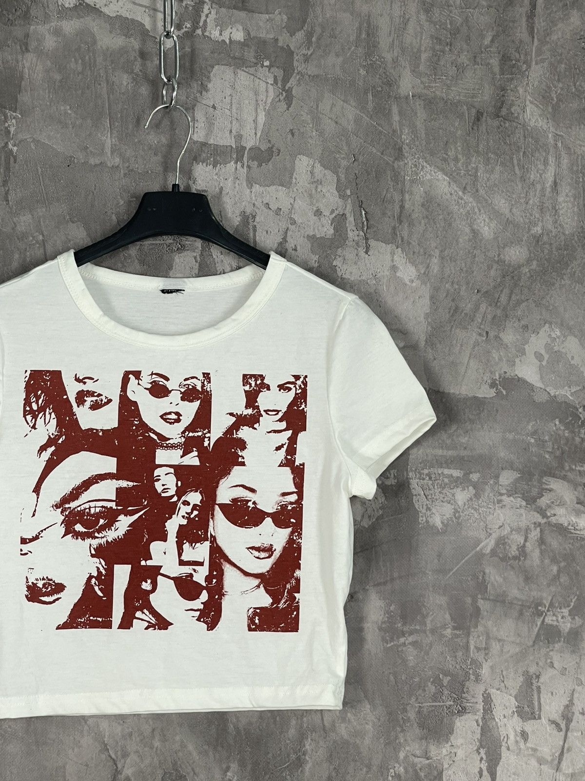 Hysteric Glamour × If Six Was Nine × Vintage VINTAGE Y2K GLAMOUR PRINTED FACE GIRL CROP TOP T SHIRT Size M / US 6-8 / IT 42-44 - 4 Thumbnail