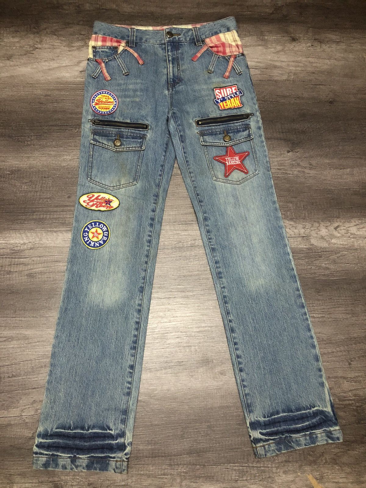 Yellow Ranking Patches Jeans Like Hysteric Glamour Design