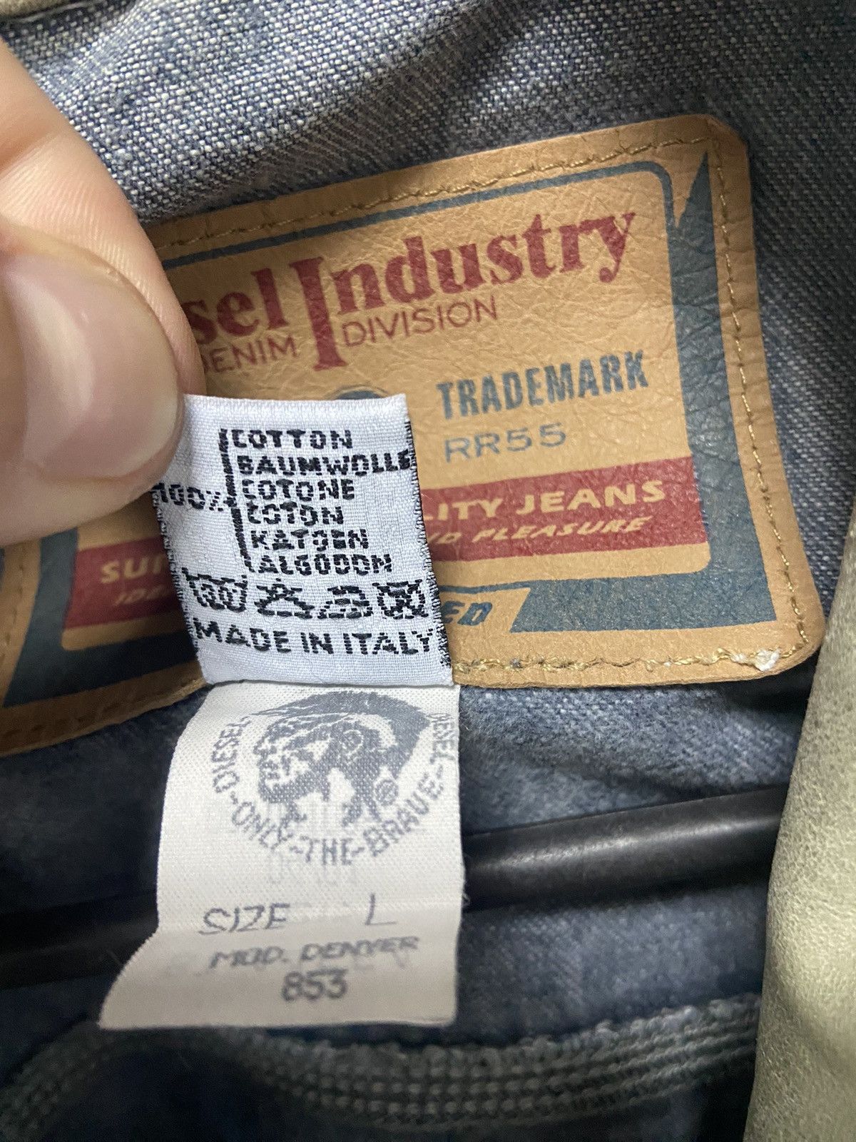 Diesel × Vintage Diesel Industry Vintage Denim Warm Jacket Leather Collar Size US L / EU 52-54 / 3 - 7 Thumbnail