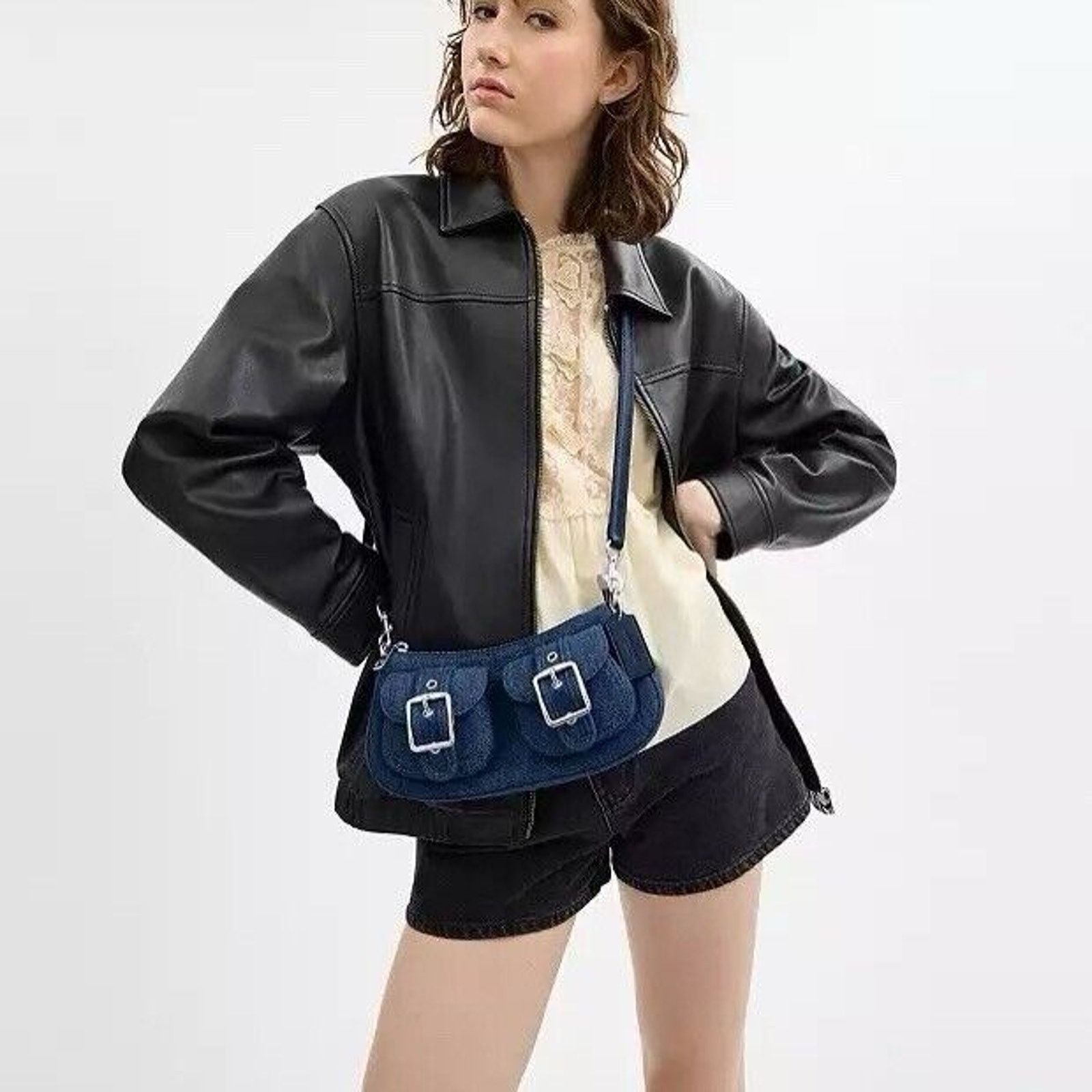 Coach NWT Coach Ashton Bag In Signature Denim CAK44 Silver/Indigo Size ONE SIZE - 7 Thumbnail