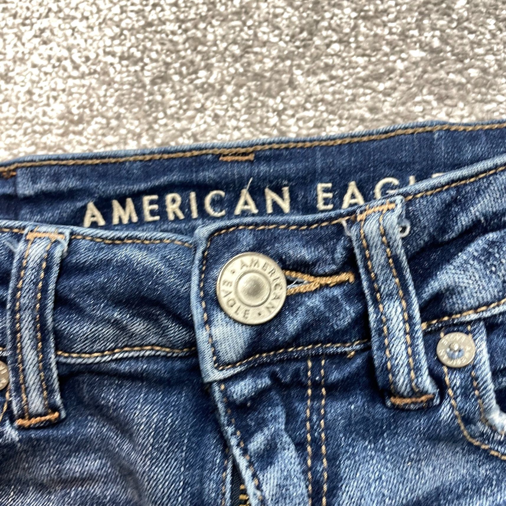 American Eagle Outfitters American Eagle Outfitters Next Level Stretch Denim Shorts Womens 00 Blue Distressed Dark Stretch 5-Pocket Denim Zip Front High Rise Casual Summer Size 24" / US 00 / IT 34 - 3 Thumbnail
