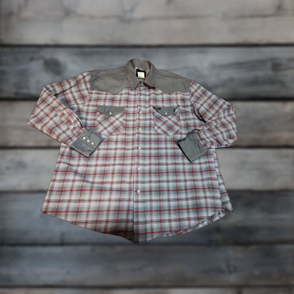 Wrangler WRANGLER VINTAGE Western Shirt Pearl Snap Long Sleeve Gray Check 2XL Mens Size US XXL / EU 58 / 5 - 1 Thumbnail