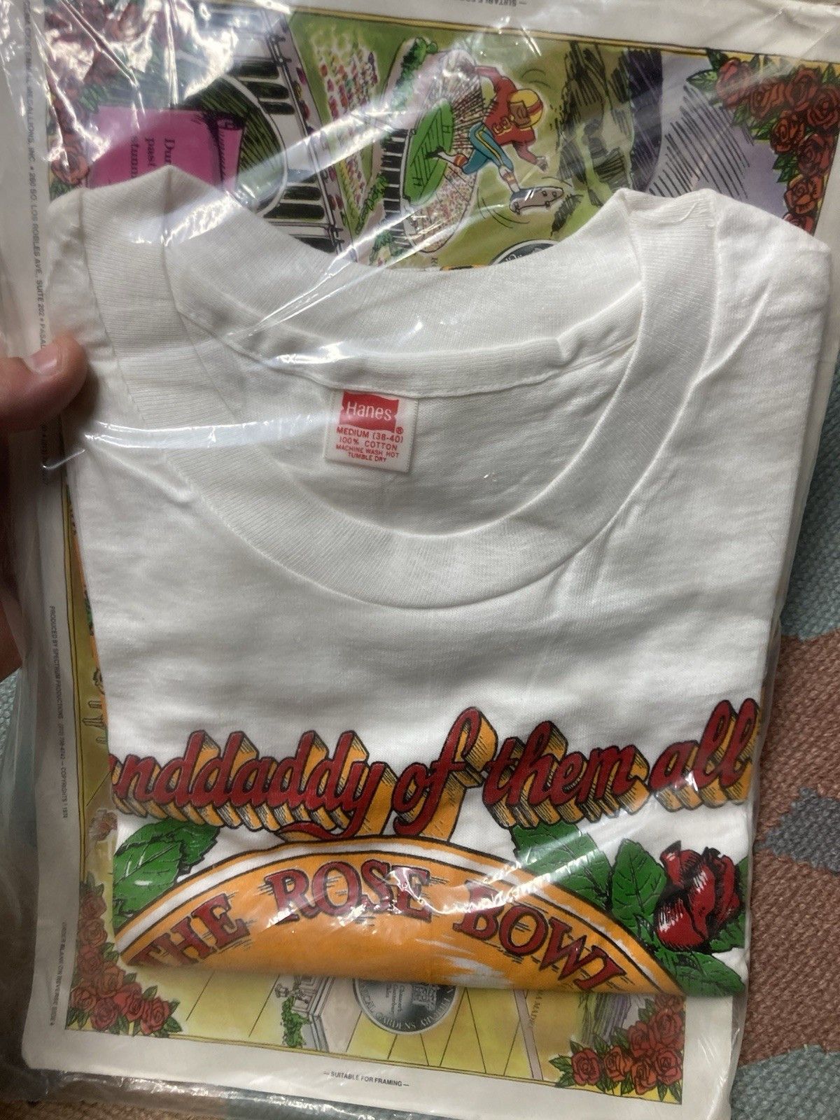 Vintage VTG 70s t shirt 1974 rose bowl cotton NEW DEADSTOCK Hanes M Size US M / EU 48-50 / 2 - 2 Thumbnail