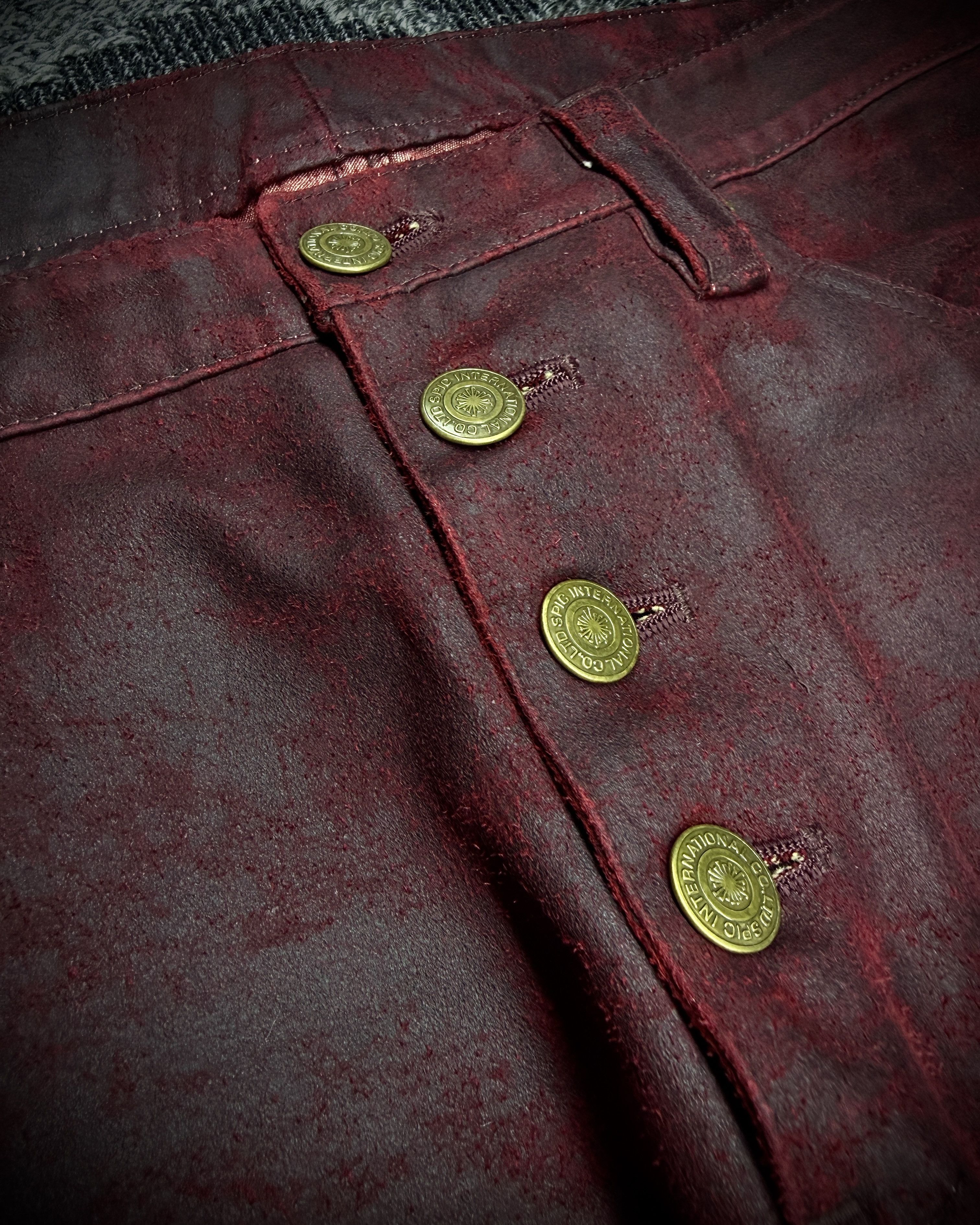 Tornado Mart Tornado Mart Coated Deep Red Flared Pants Size US 31 - 7 Thumbnail