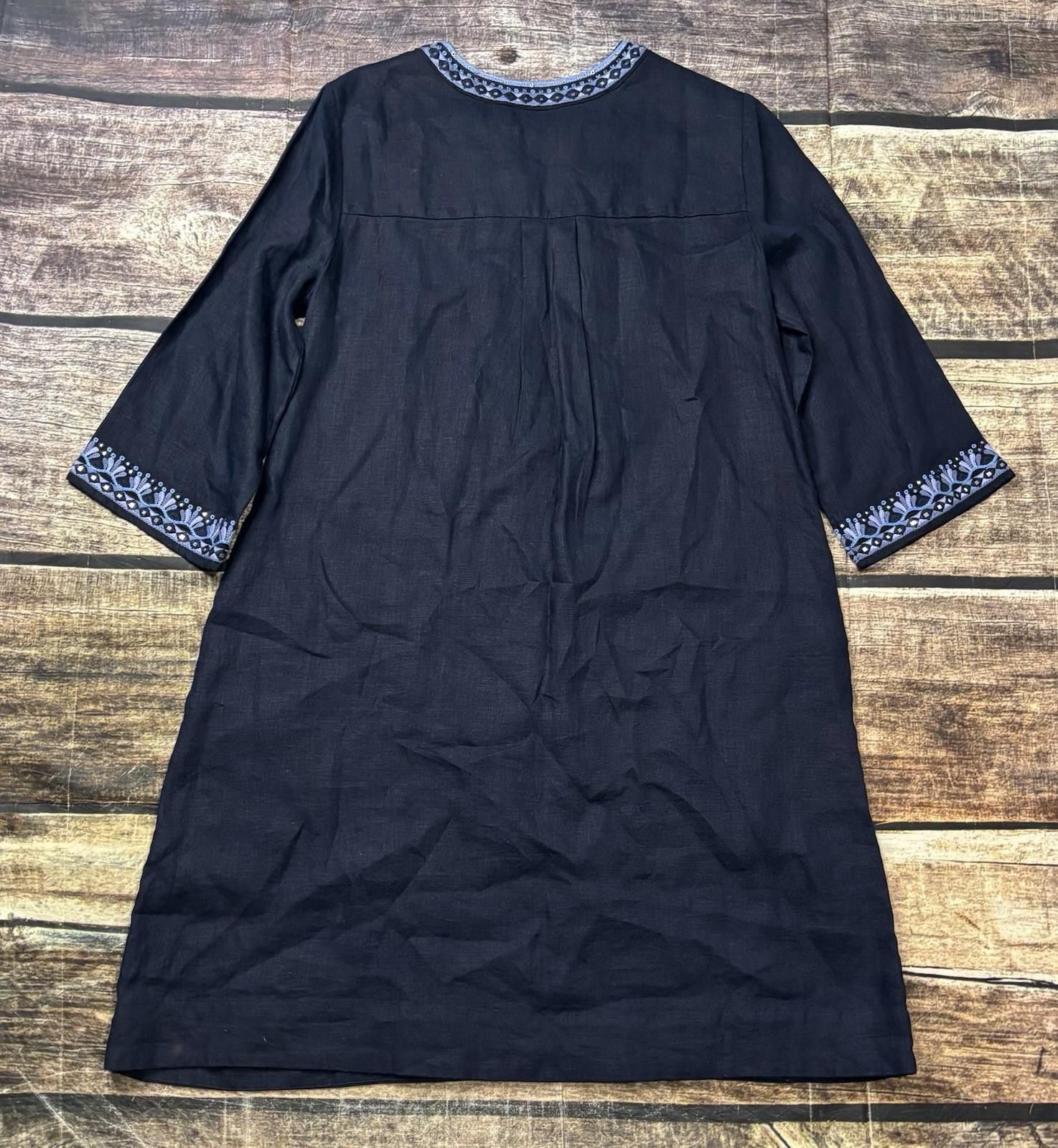 Chicos Chicos Dress Womens Size 8 Linen Embroidered Embellished Size M / US 6-8 / IT 42-44 - 3 Thumbnail