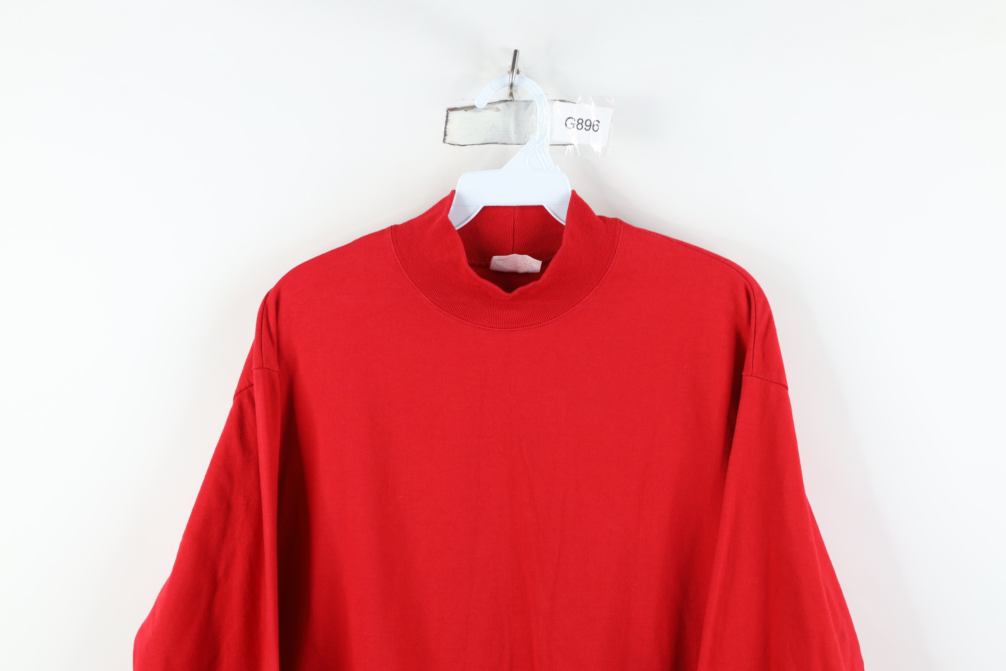 Vintage Vintage 90s Streetwear Mock Neck Long Sleeve T-Shirt Red USA Size US XL / EU 56 / 4 - 2 Thumbnail