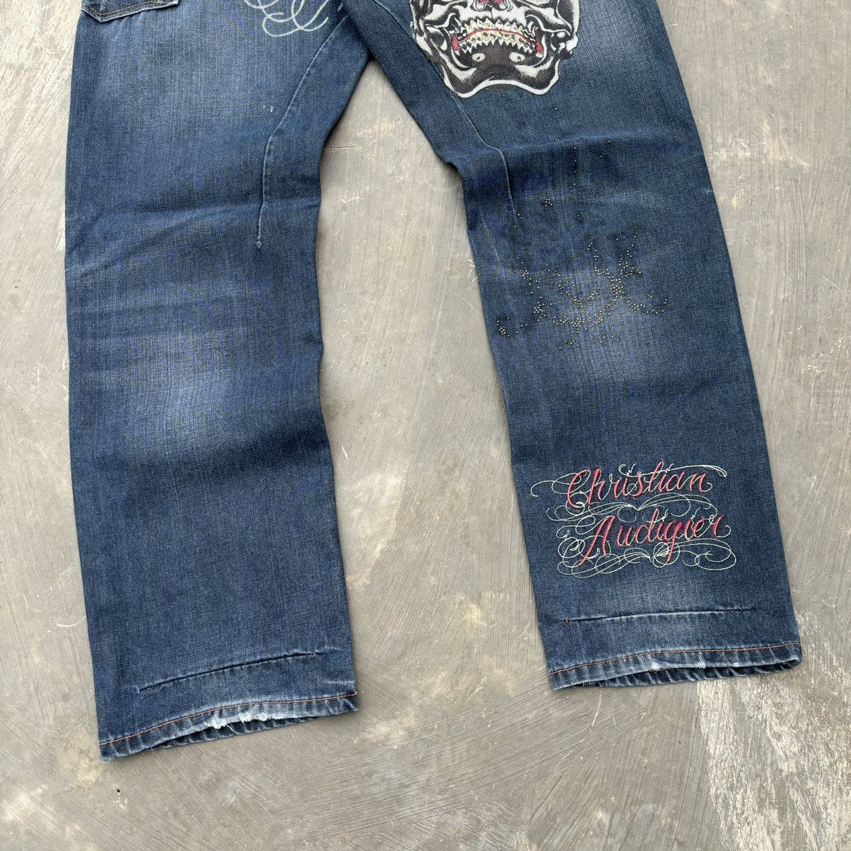 Ed Hardy Super Rare💥Christian Audigier Spell Out 💀 Jeans Size US 38 / EU 54 - 3 Thumbnail