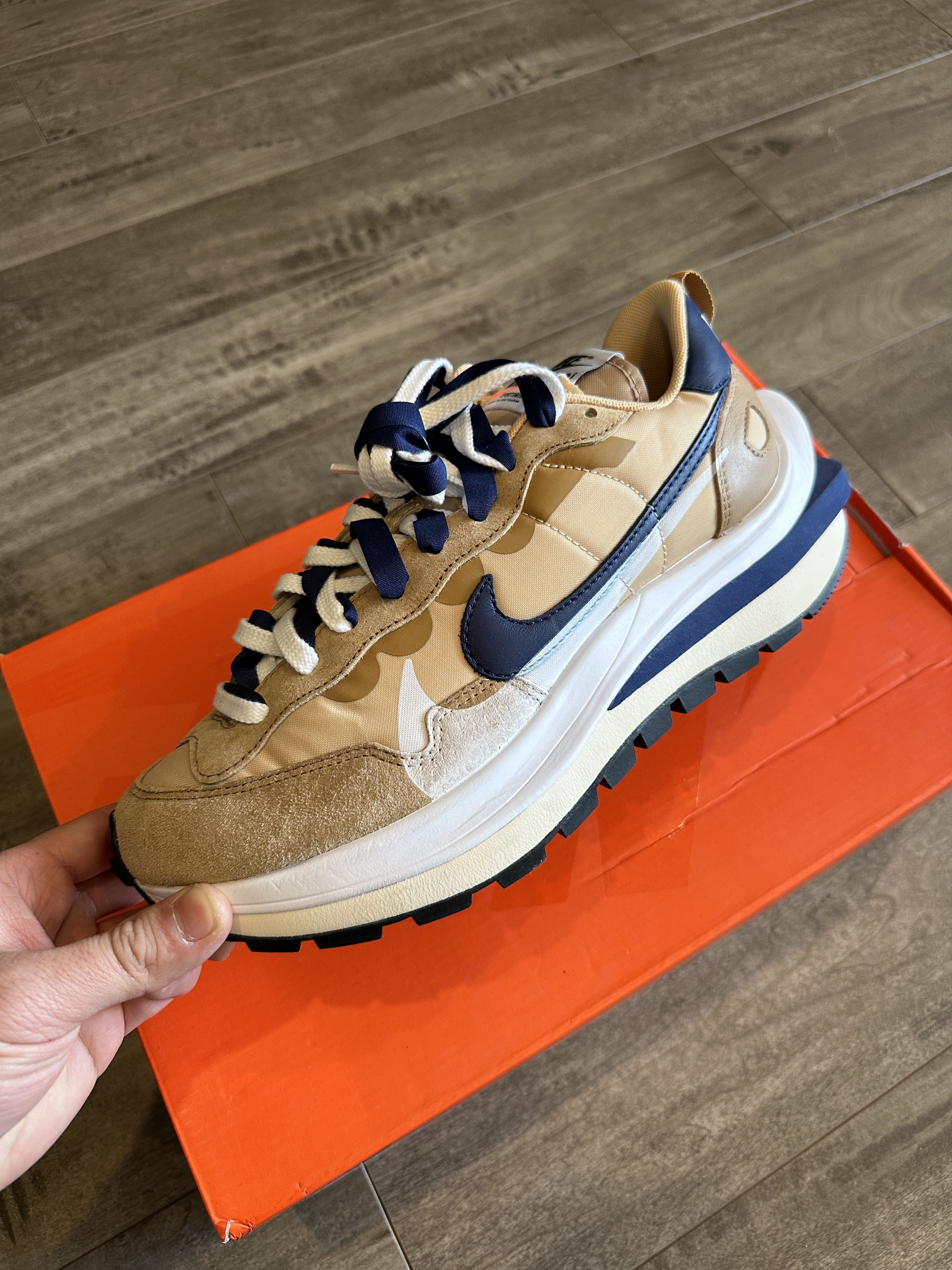 image of Nike Vaporwaffle Sesame Blue Void Shoes in Tan, Men's (Size 9)