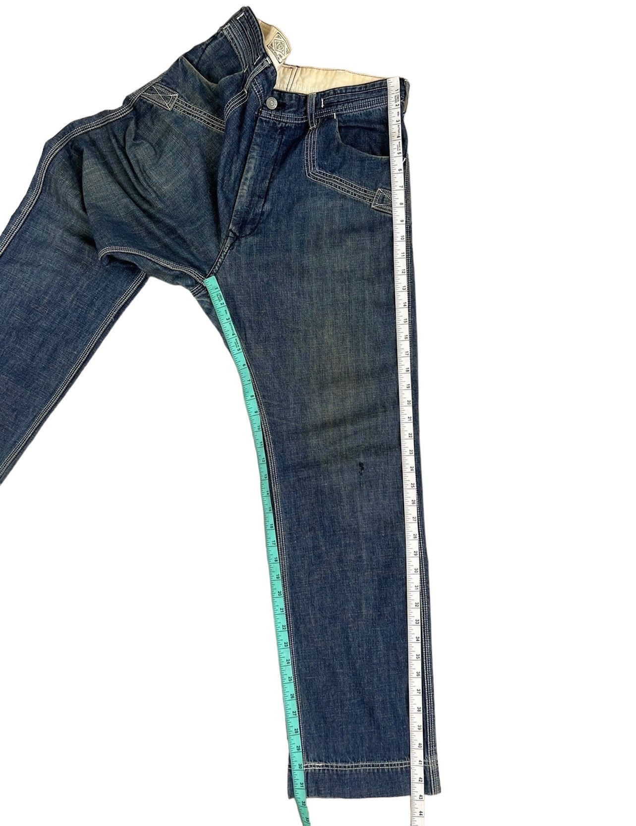Vintage SACRIFICE Japan Union Made Dirty Muddy Denim Sailor Jeans Size US 34 / EU 50 - 5 Thumbnail