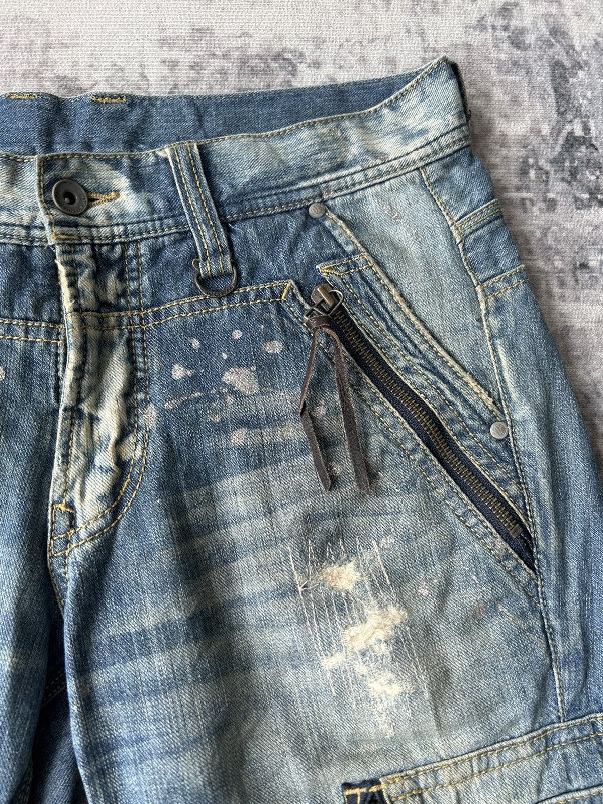 If Six Was Nine Nicole Men Distressed Cargo Jeans Size US 32 / EU 48 - 7 Thumbnail