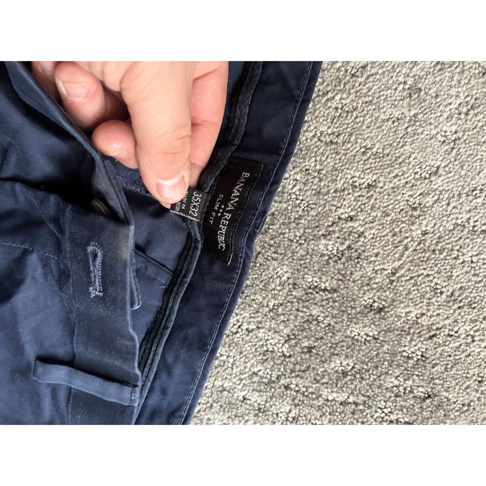 Banana Republic Banana Republic Mens Pants Dress Pants Slim Fit 35x32 Blue Polyester Blend Cotton 35 Slimming Size US 35 - 5 Thumbnail