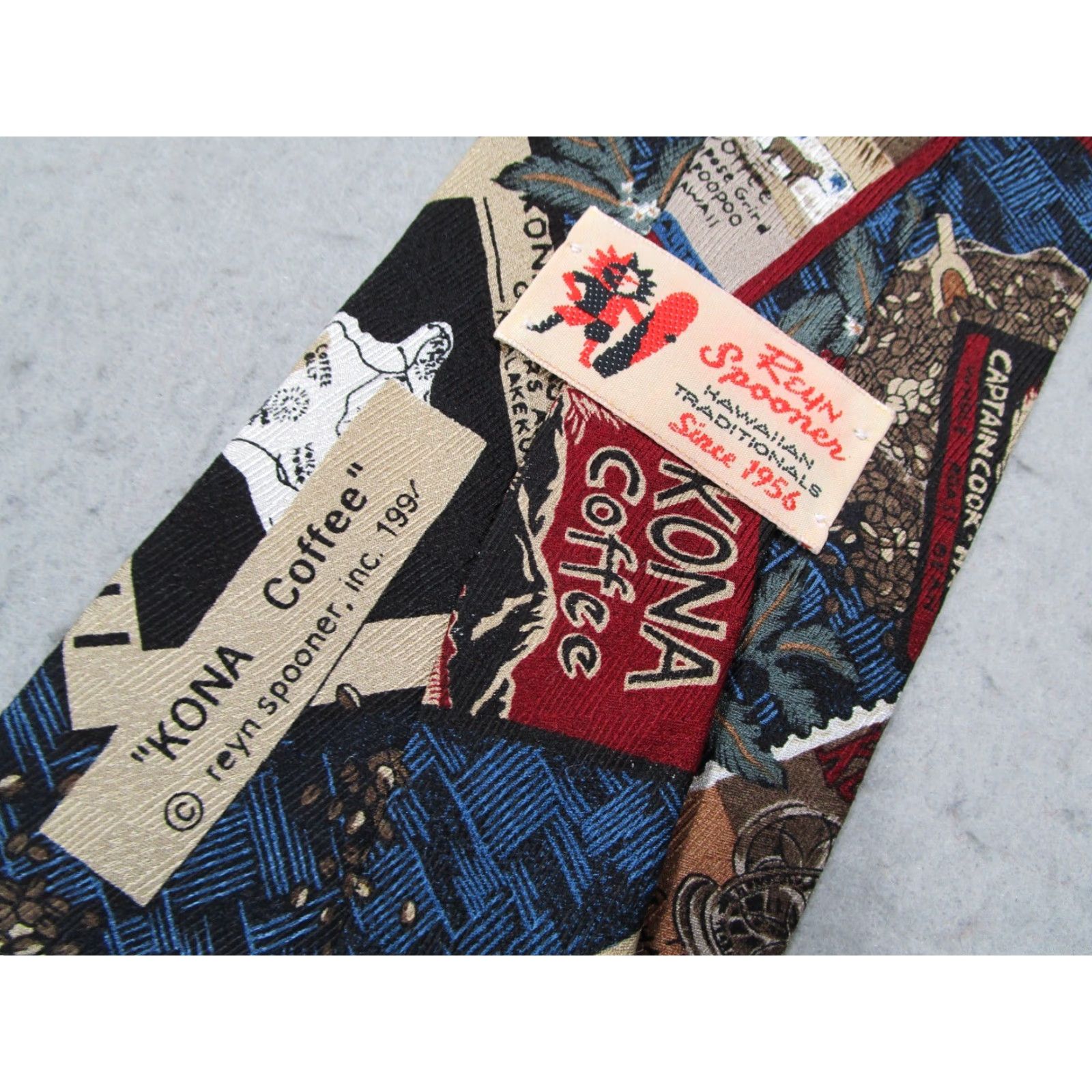 Reyn Spooner VINTAGE Reyn Spooner Neck Tie Mens Black Kona Coffee 90s Hawaii Made in USA Size ONE SIZE - 3 Thumbnail